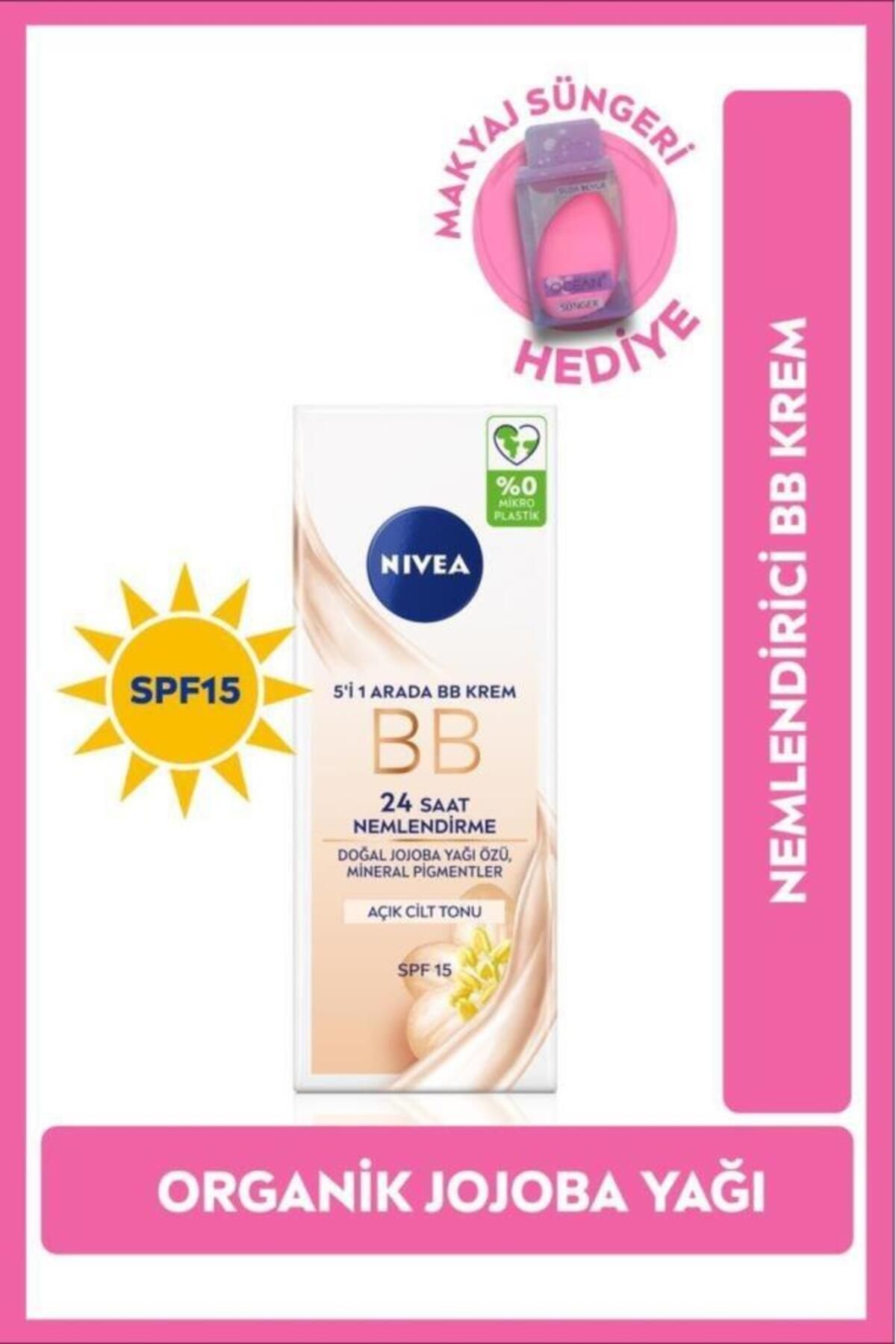 NIVEA Güneş Koruyucu Bb Krem 50ml, Spf15, Cilt Tonu Eşitleyici, Nemlendirici, Kapatıcı