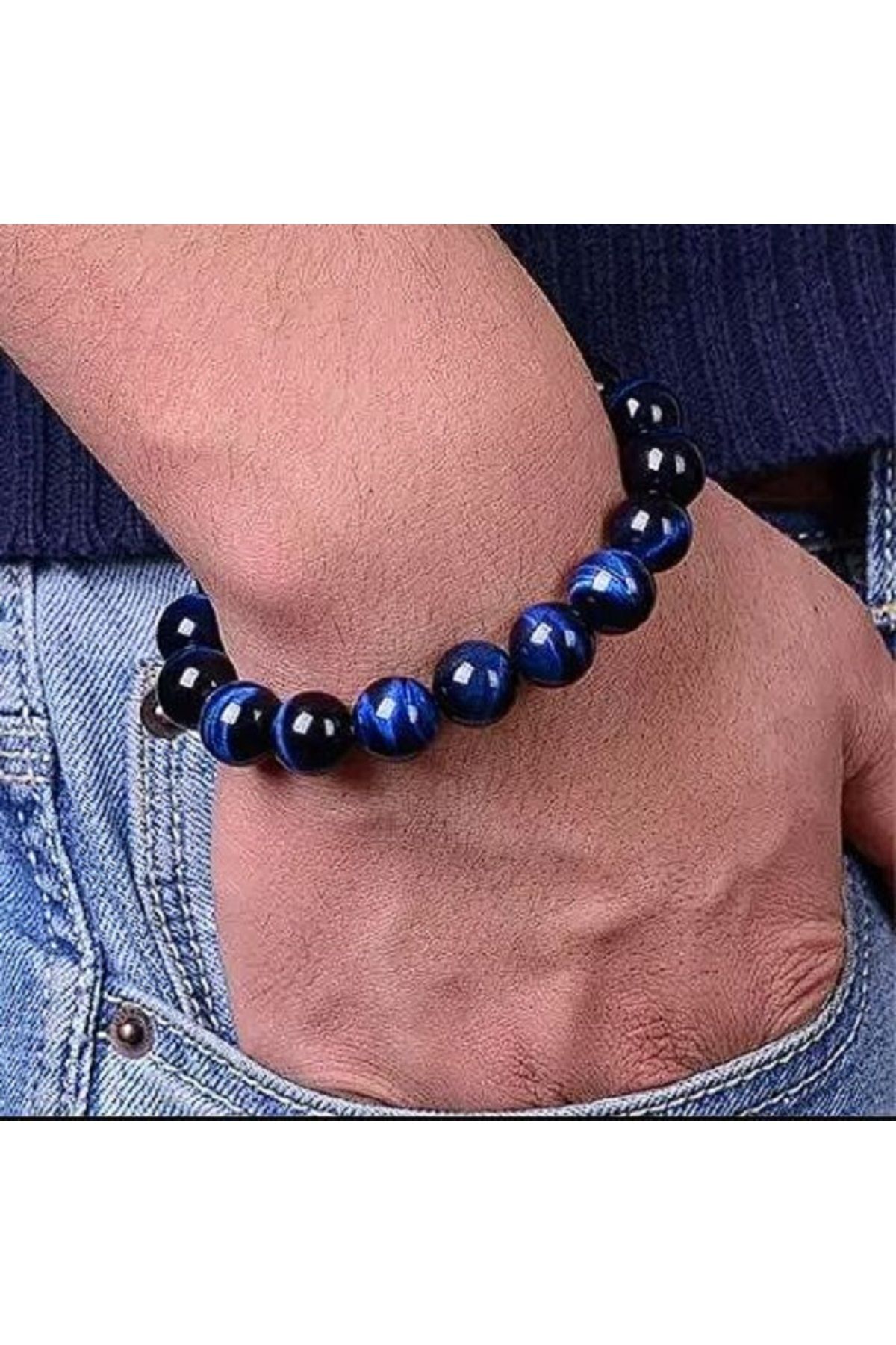 eHediyecim-Blue Turtle Eye Natural Stone Bracelet 3