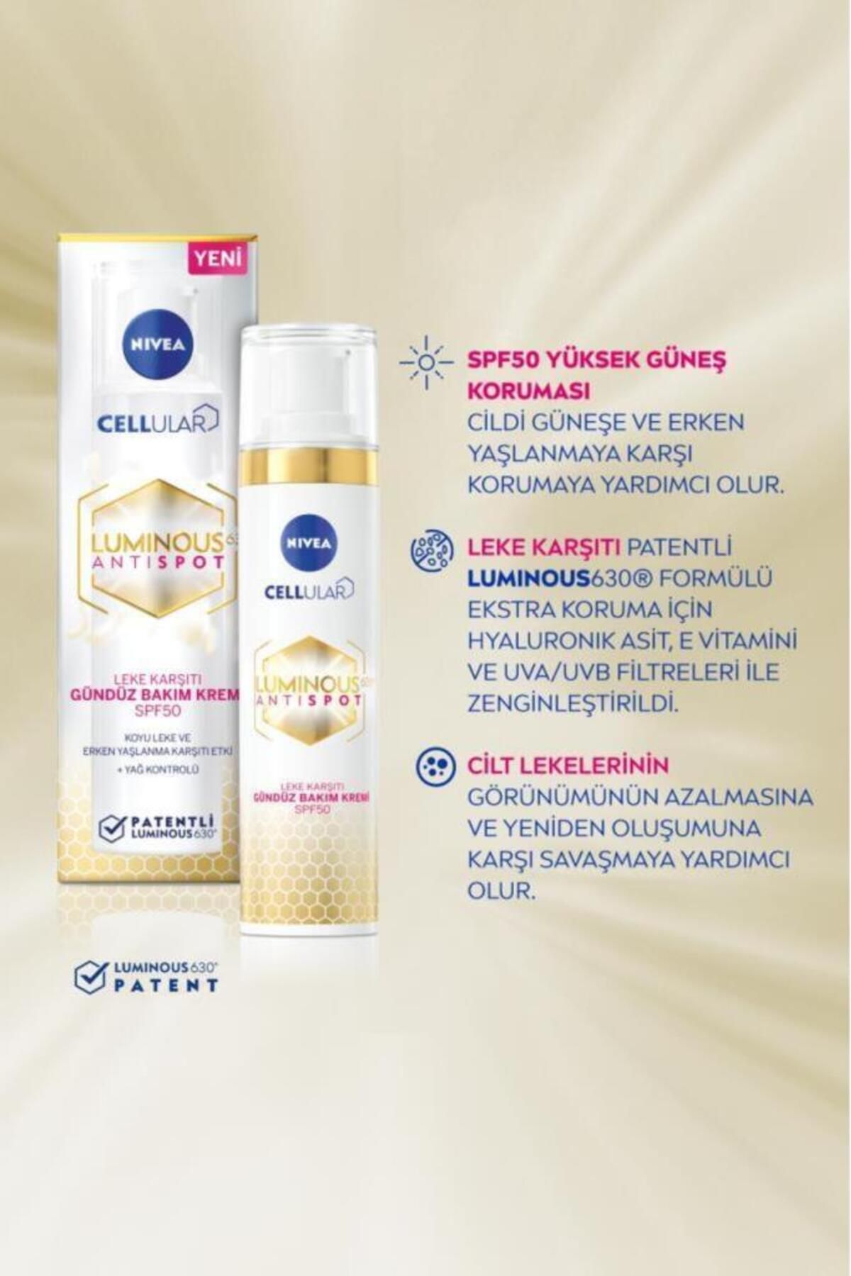 NIVEA Luminous630 Aydınlatıcı Güneş Korumalı Gündüz Yüz Kremi 40ml ve Leke Karşıtı Cilt Serumu 50ml, SPF50-4