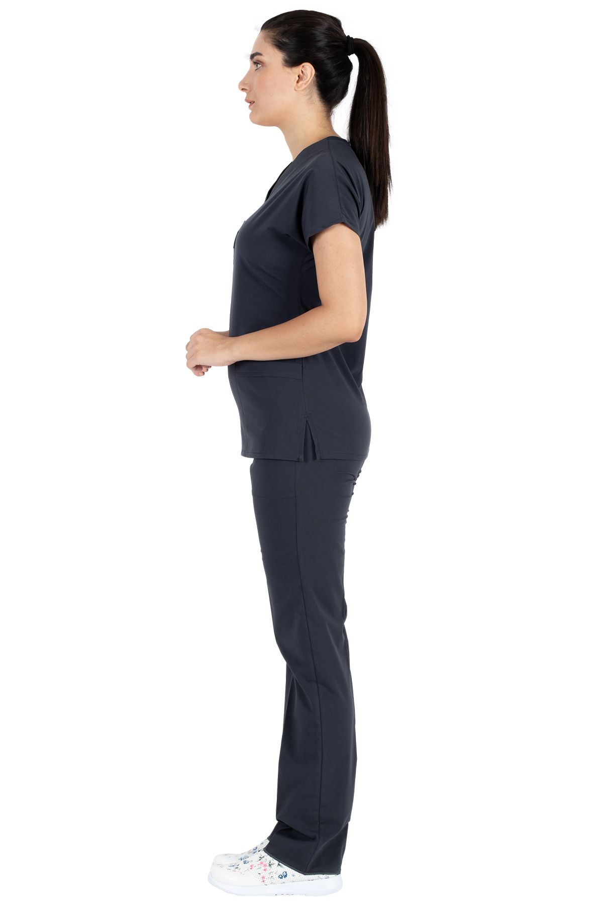 Alsancak Üniforma-Ανθρακί Lycra Thin Fabric Scrubs Doctor Nurse Jersey χειρουργική στολή με νυχτερίδα 5