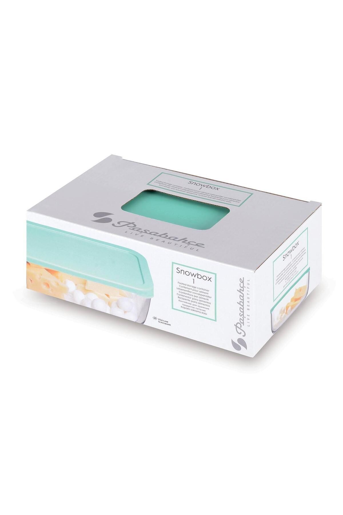 Paşabahçe-Snowbox 2-Piece Storage Container with Green Lid - 420 ml 53743 5