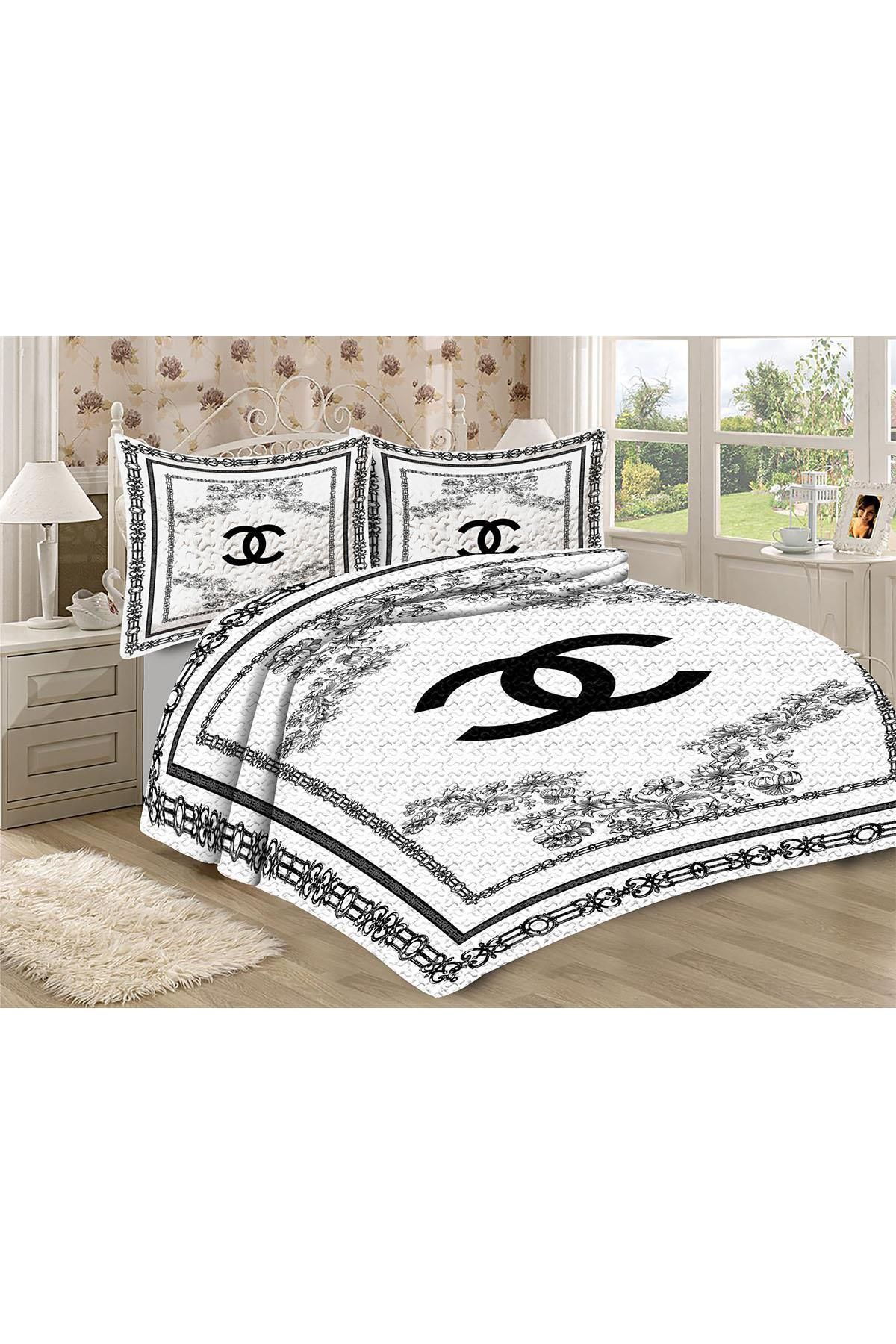 Doruklar Home Collection Set Cuvertură De Pat Din Catifea Căptușită Din Bumbac Matlasat De Calitate Premium Cu Model Modern - One Size