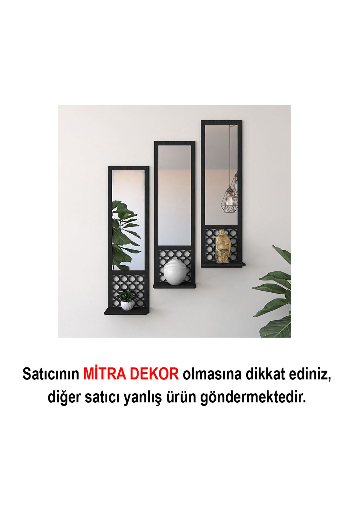 Mitra Dekor Dekoratif Mdf Üzeri 3'lü Ayna Pleksi