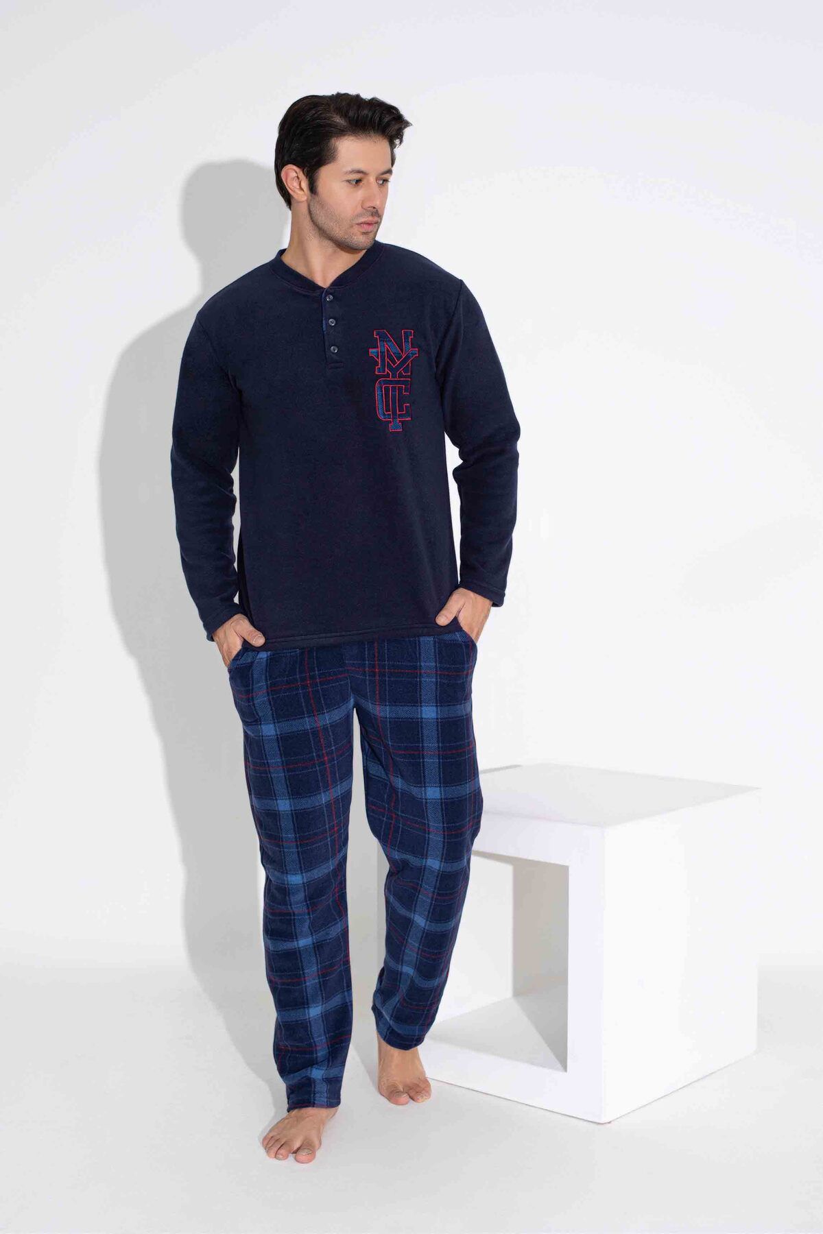MEBA-Pajama Set for Men and Children - Fleece Wellsoft Forward Value with Two Buttons 5