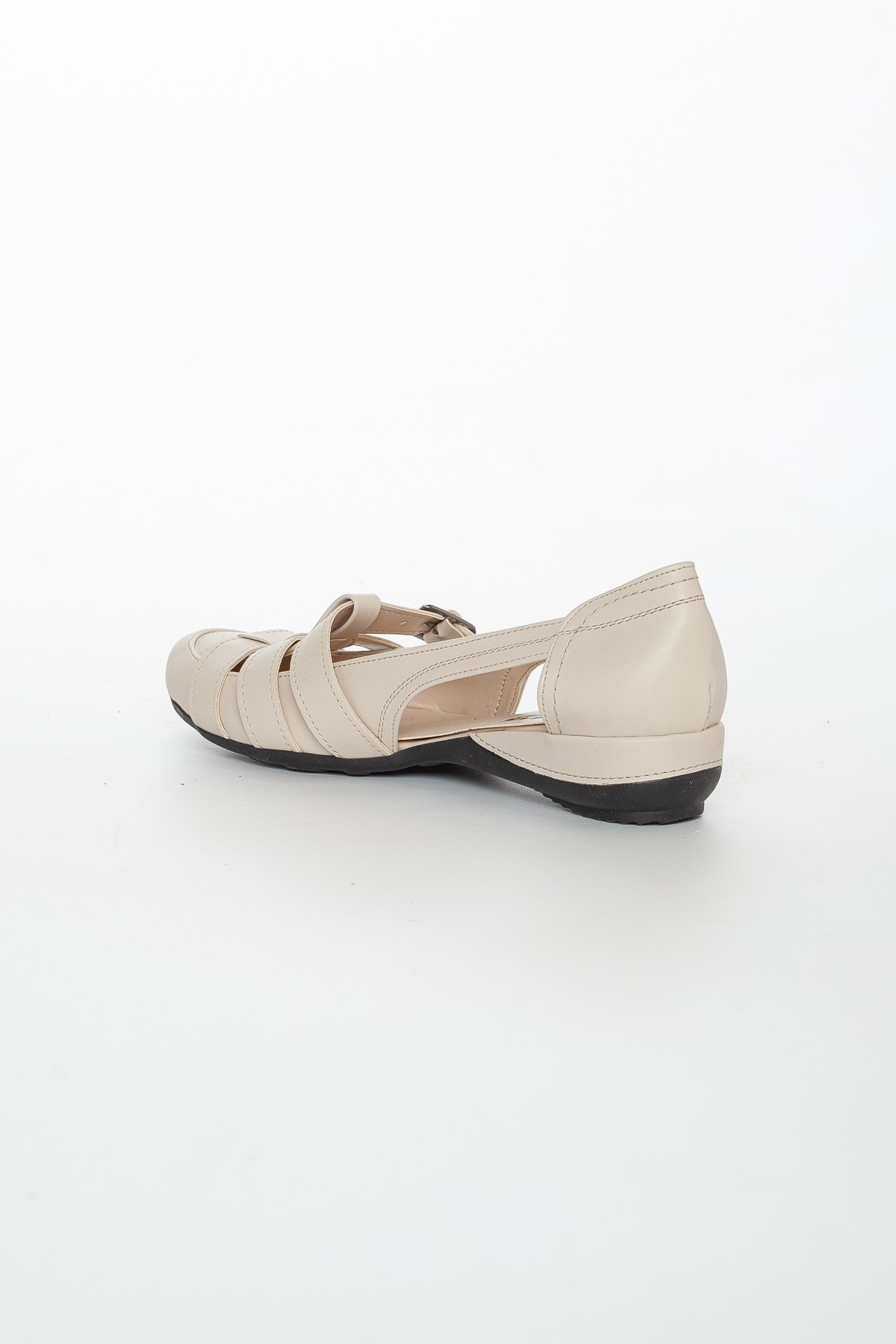 Dilimler Ayakkabı  Tokalı Bej Büyük Numara Kadın Ayakkabısı Günlük - Görsel 4