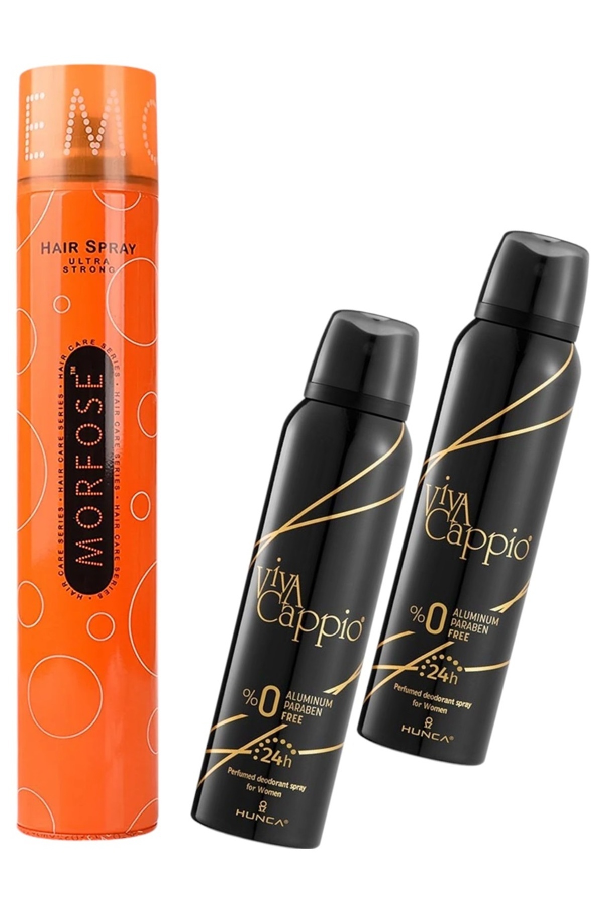 VİVA Kadın Deodorant 150 ml X 2 Adet + MorfoseSaç Spreyi Ultra Strong Turuncu 400 ml