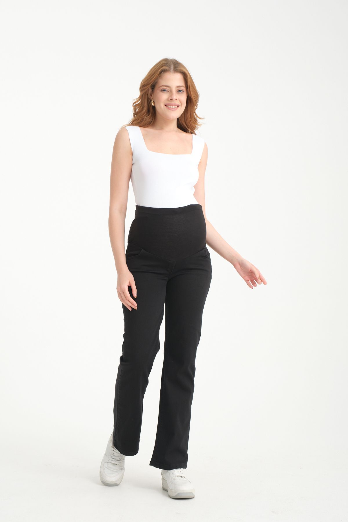 KATLİN MATERNİTY WEAR-Wide Leg and Lycra Maternity Jeans - Adjustable Waist Design 5