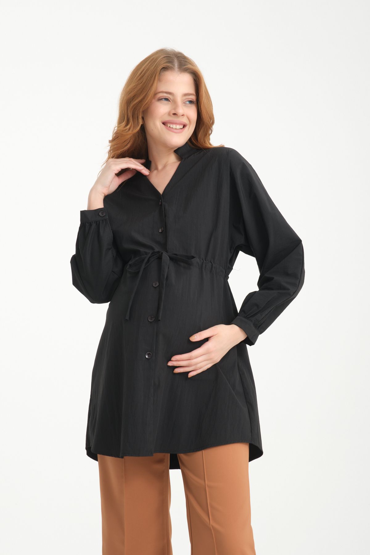 KATLİN MATERNİTY WEAR-Oversized Maternity Shirt - Parachute Fabric 3