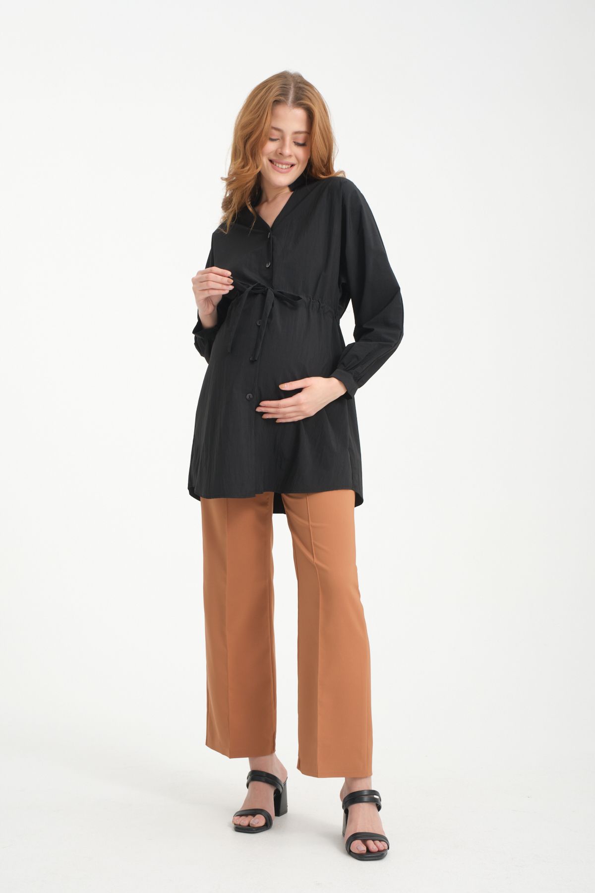 KATLİN MATERNİTY WEAR-Oversized Maternity Shirt - Parachute Fabric 1