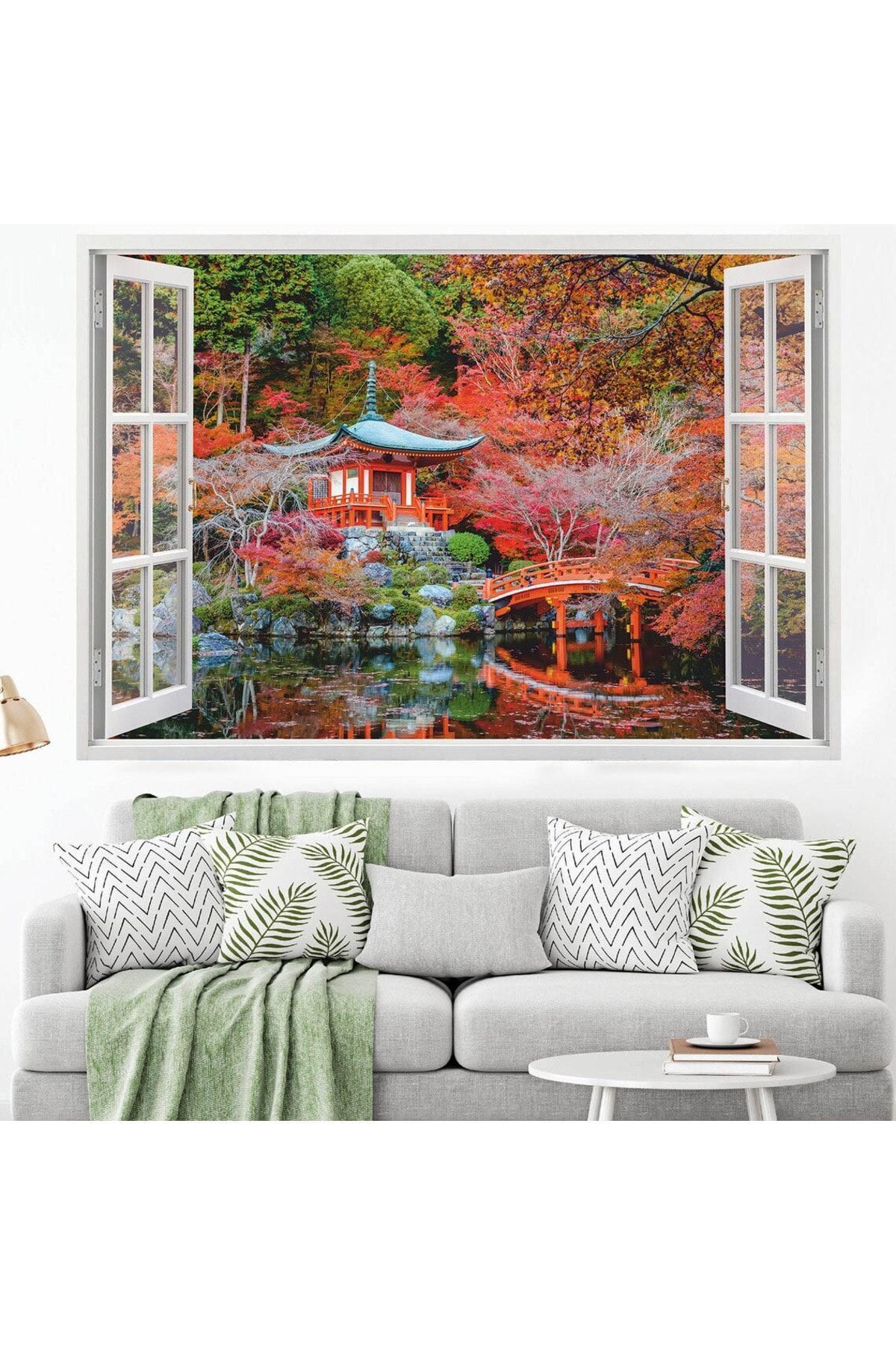 Pencereden Şehir Manzaraları Full Hd Baskı 3D Modern Duvar Sticker