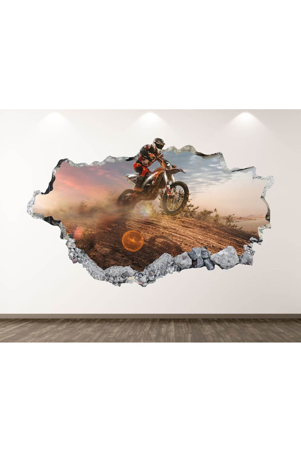 Motosport Full Hd Baskı 3D Modern Duvar Sticker