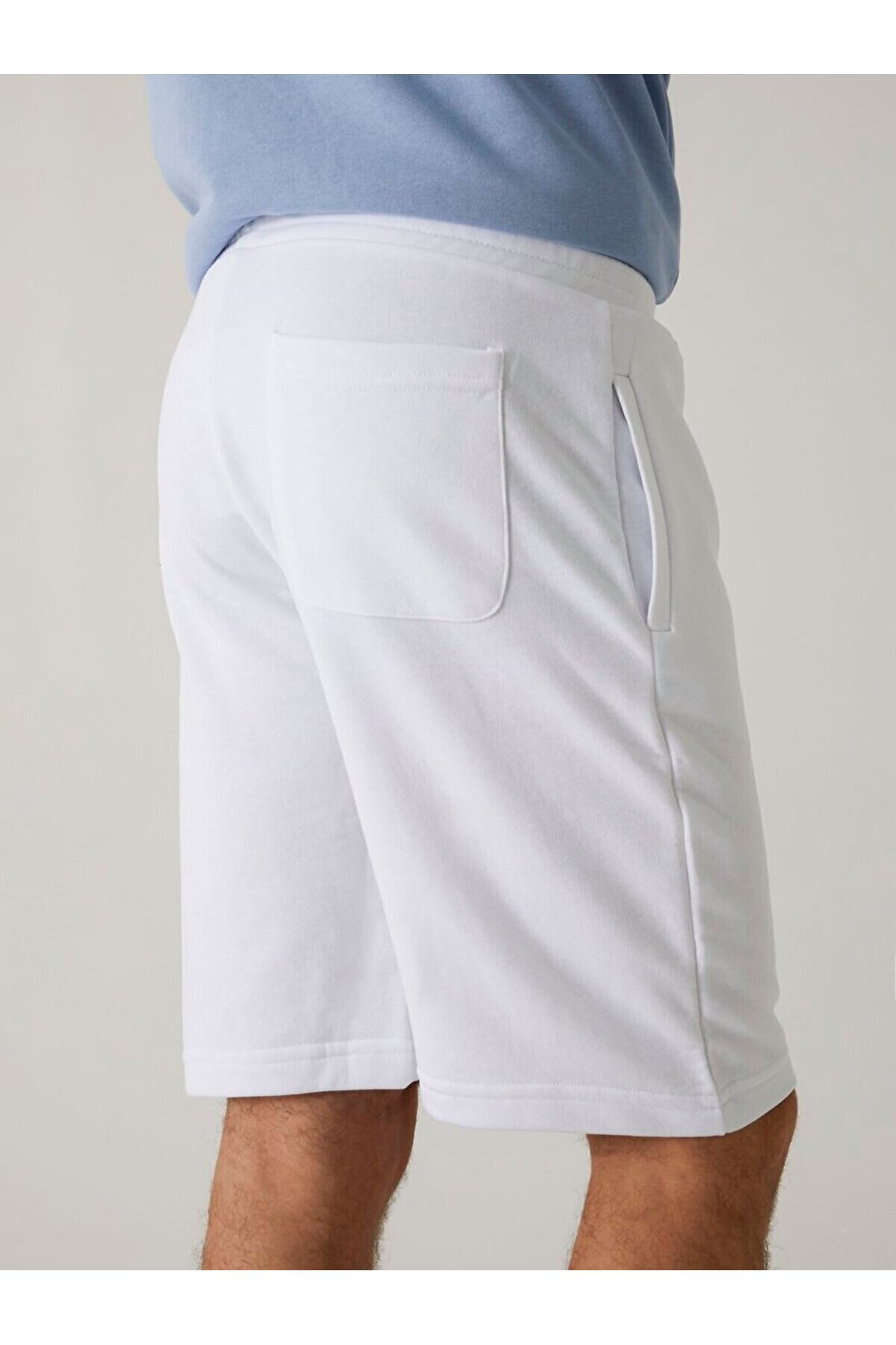 Ltb-Pantaloni scurți albi cu talie elastică și buzunare 5