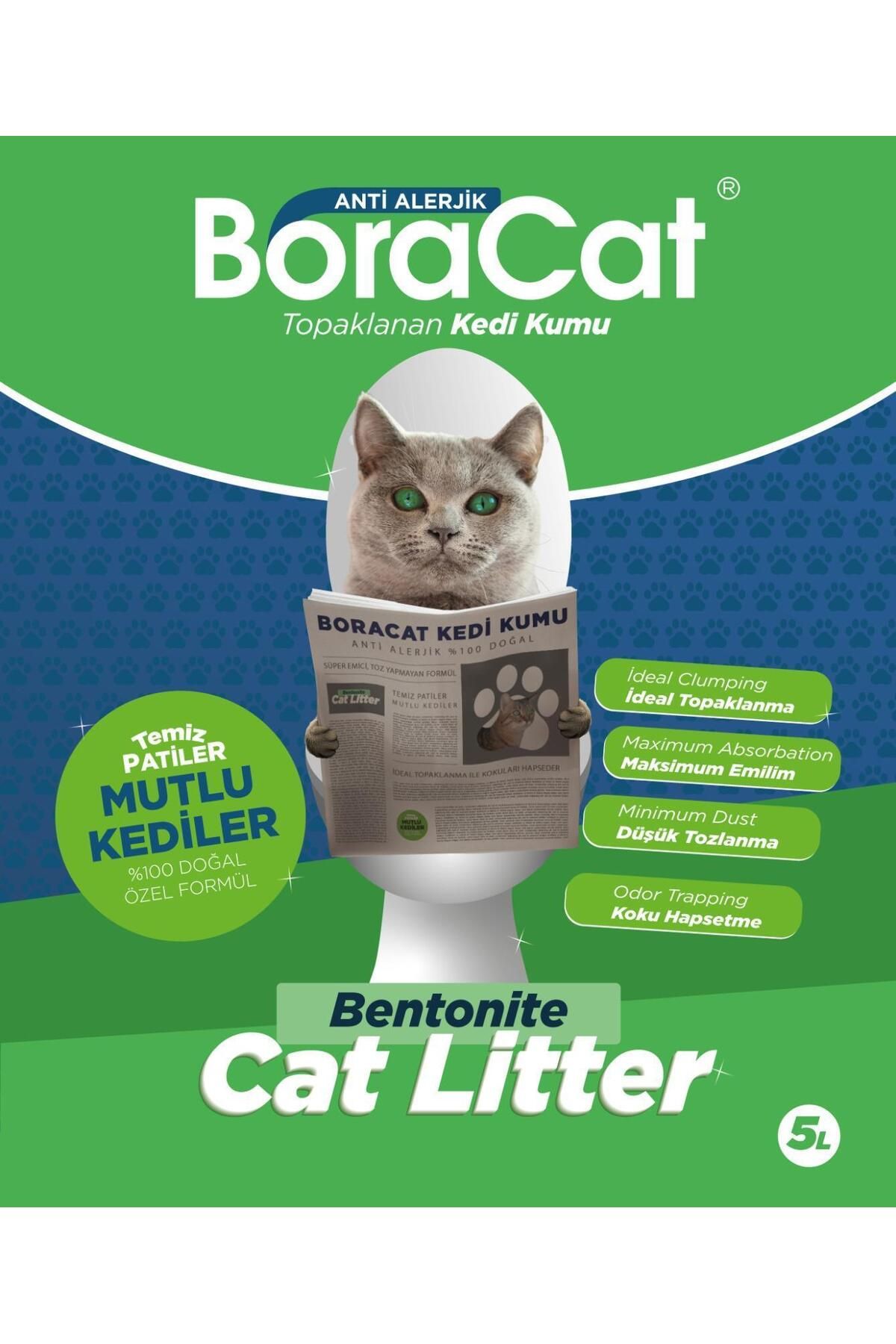 Bora KOPYA - Kedi Kumu Bentonite Cat Litter 8lt Topaklanan Kedi Kumu Anti Alerjik