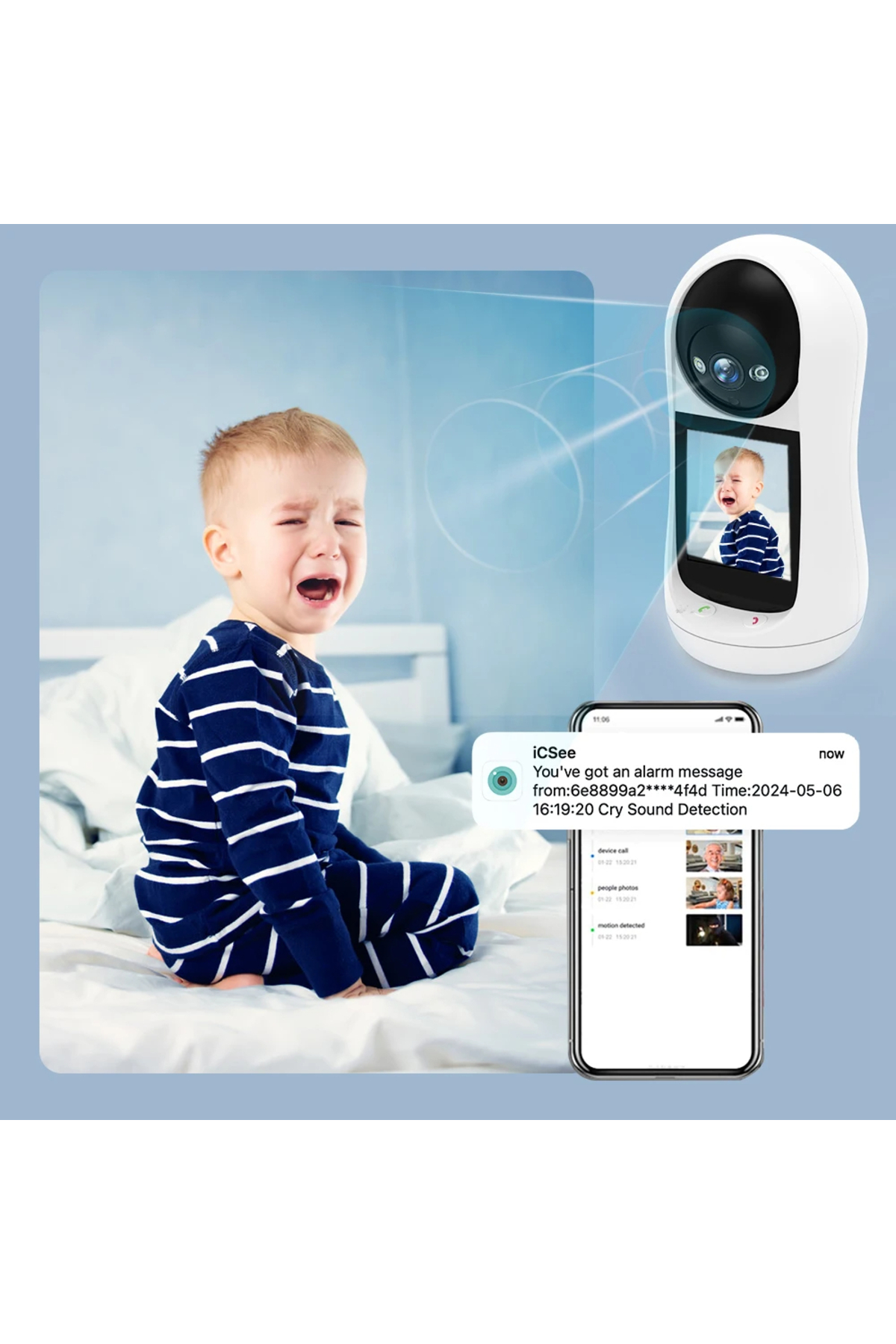Dynego Wifi Kamera İle 2.8 İnç IPS Ekran Bebek Ağlaması Ses Algılama Güvenlik IP Kamera Bebek Kamerası fotoğrafı 4 (önizleme)
