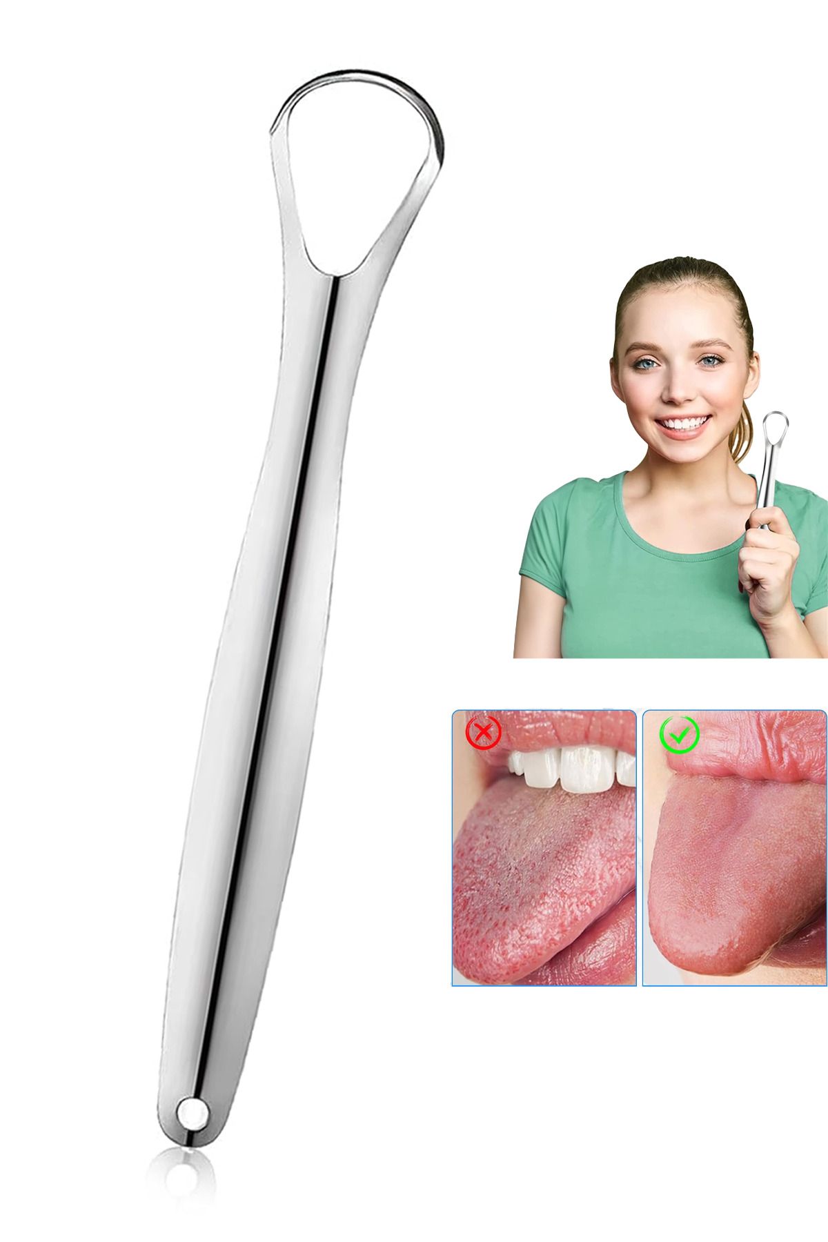 Soillium-Stainless Steel Tongue Scraper Metal Tongue Scraper Cleaner for a Fresh Breath and Clean Tongue 1 Piece 3