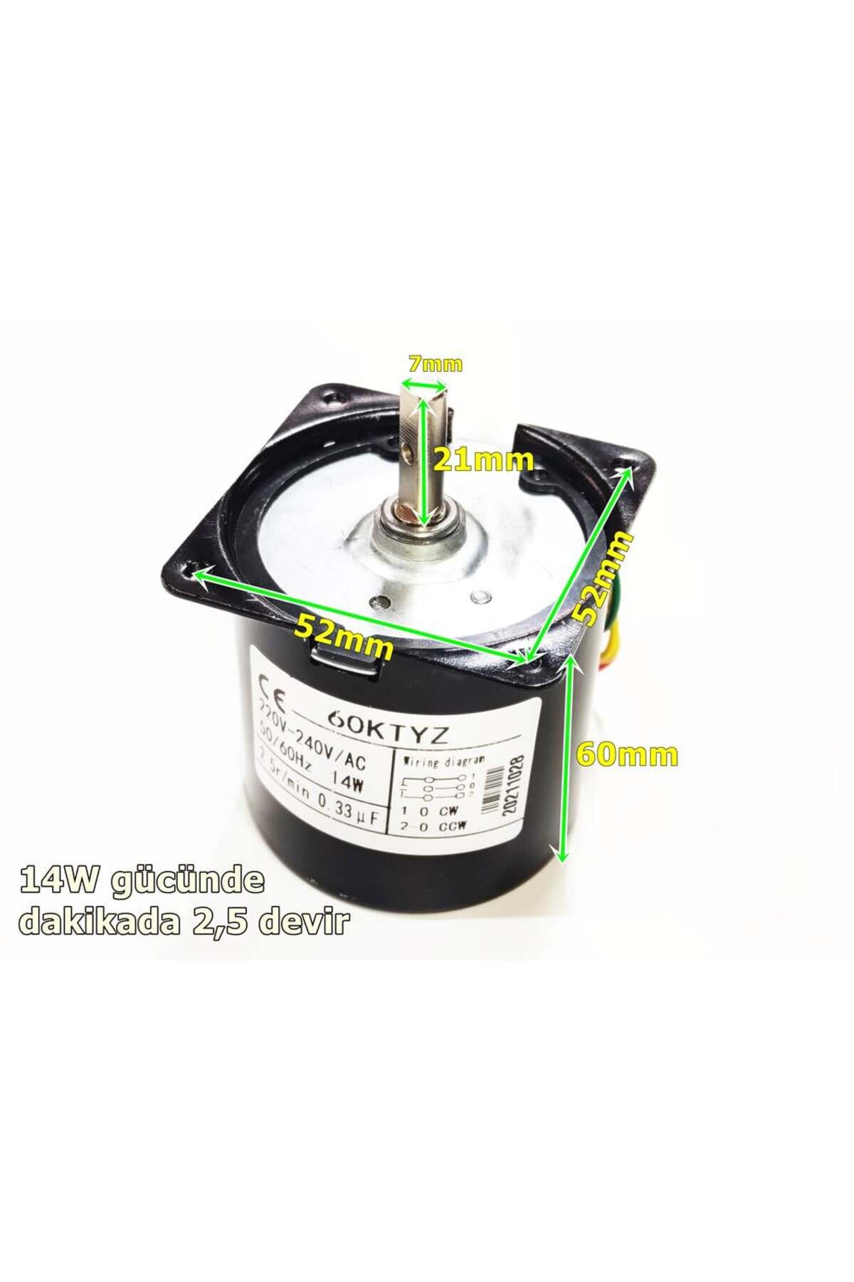 Genel Markalar 60KTYZ 14W 2,5Rpm Senkron Motor- Döner, Kuluçka