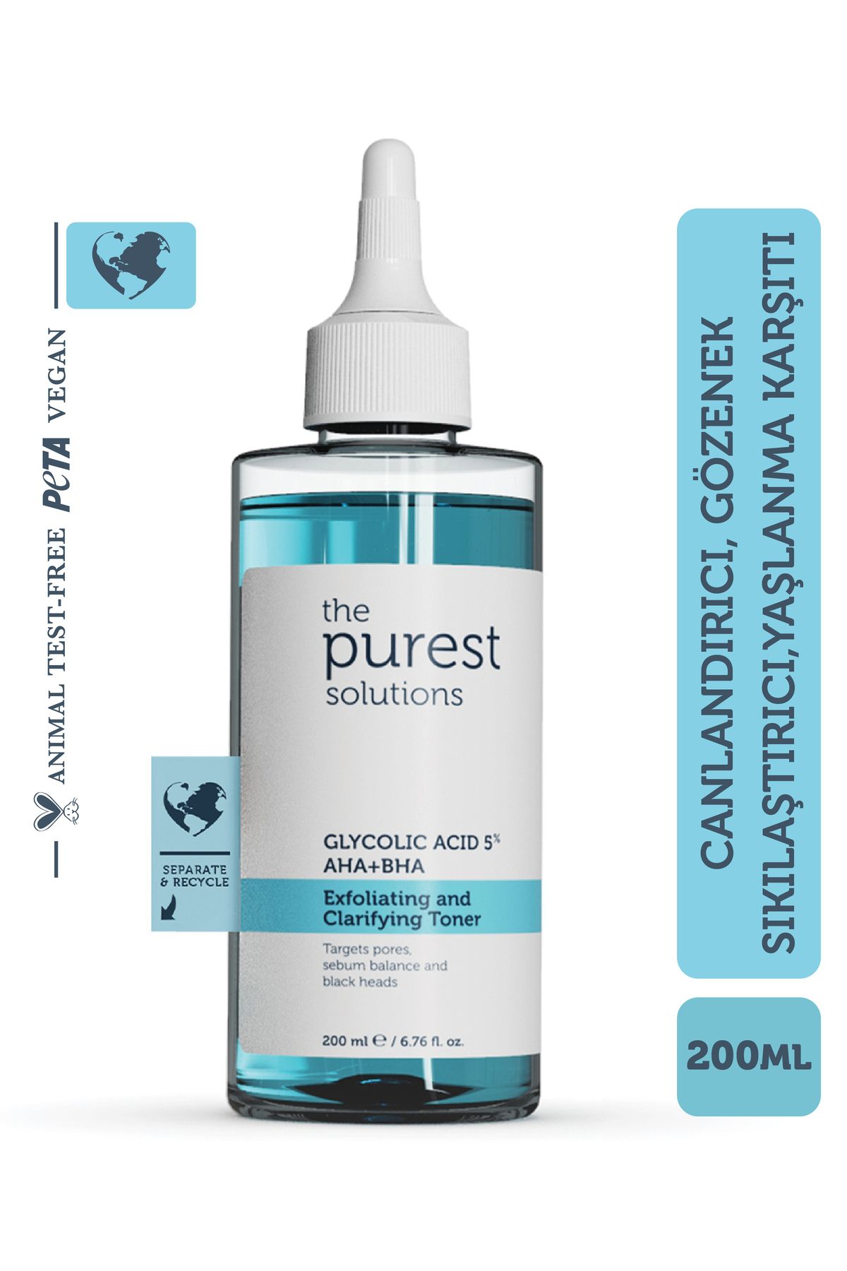 The Purest Solutions Canlandırıcı Ve Gözenek Sıkılaştırıcı Tüm Ciltler Için Glikolik Asit Tonik 200 Ml