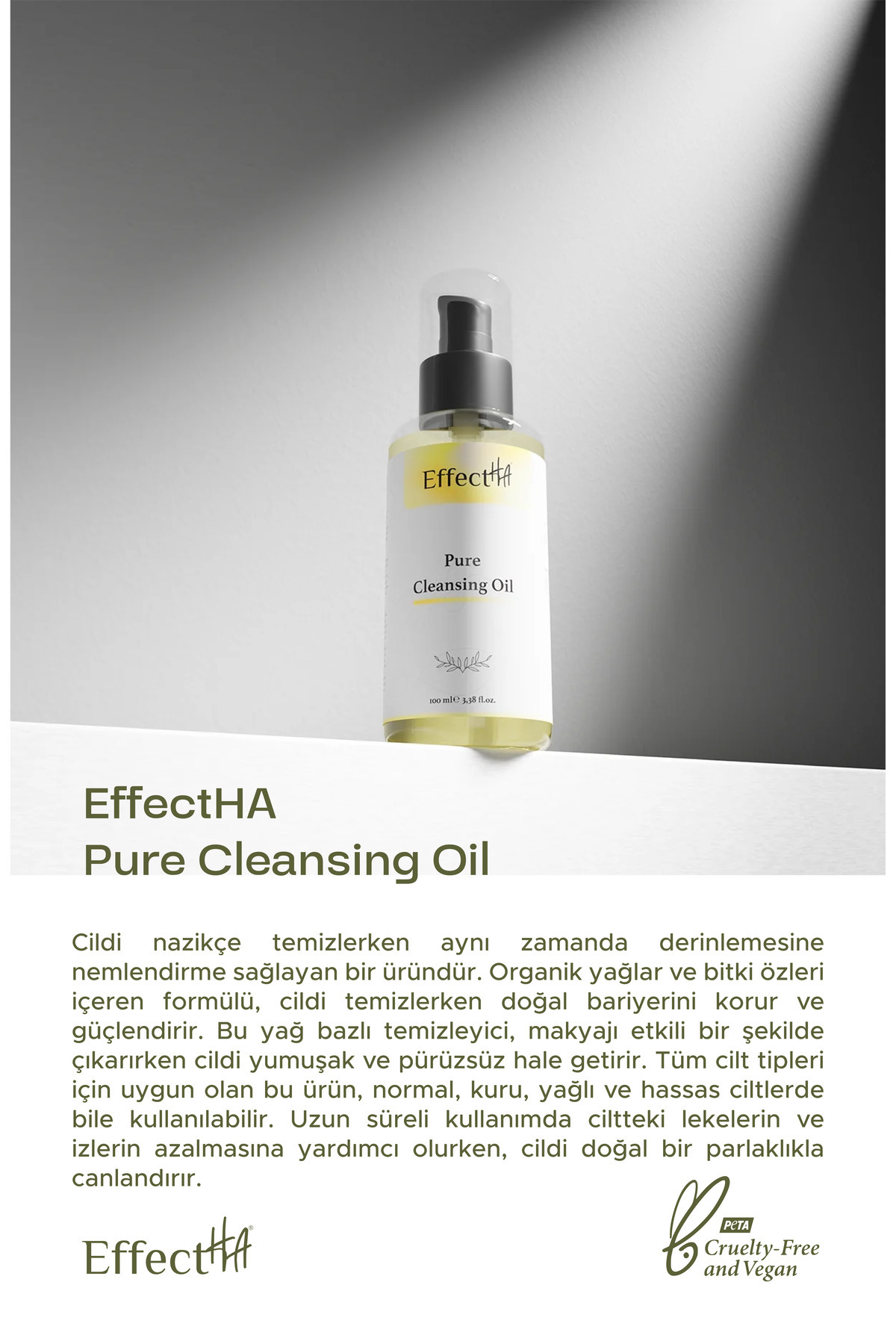 EffectHA Pure Cleansing Oil Tüm Ciltler Için Organik Makyaj Temizleme Yağı 100ml
