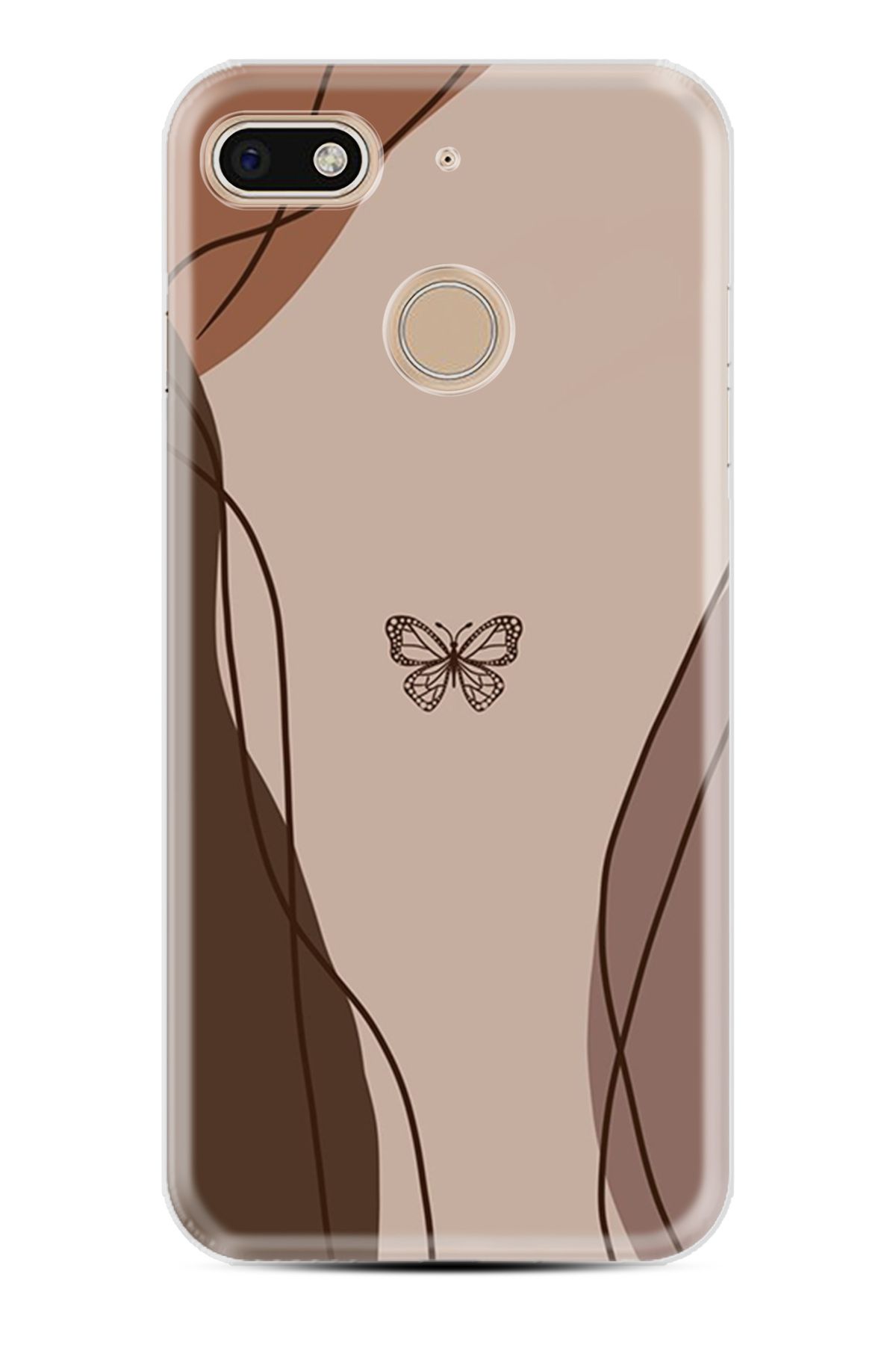 General Mobile GM8 GO Kılıf HD Resim Baskılı Kahve Kelebek StKd -038