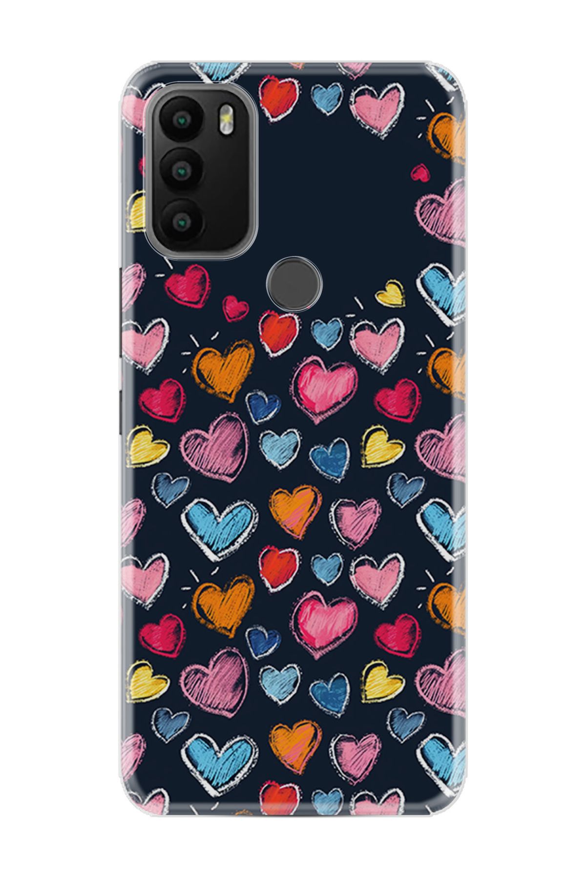 General Mobile GM 21 Plus Kılıf HD Resim Baskılı Boyama Kalpler StKd -019