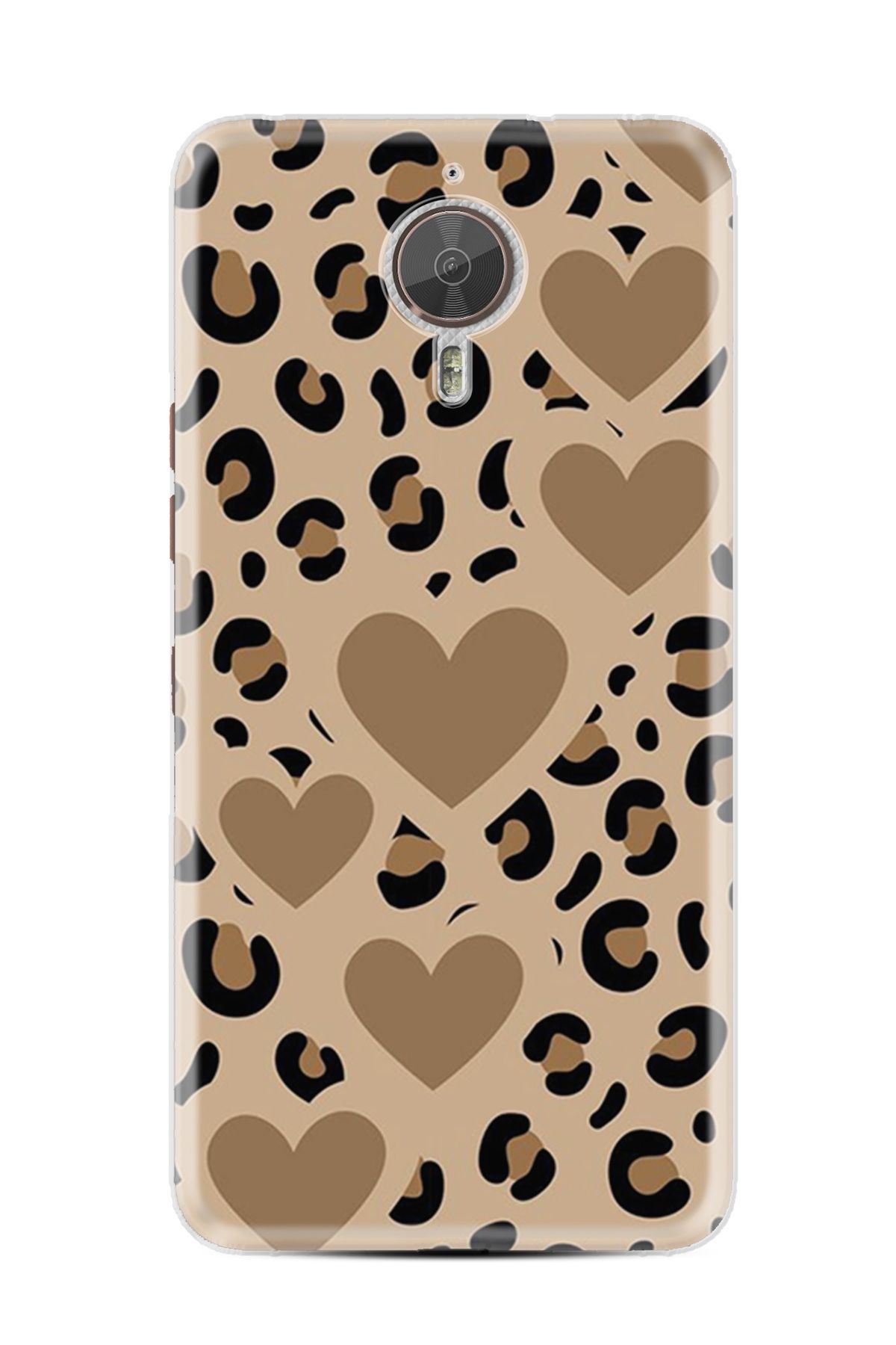 General Mobile GM5 Plus Kılıf HD Resim Baskılı Leopar Kalp StKd -068