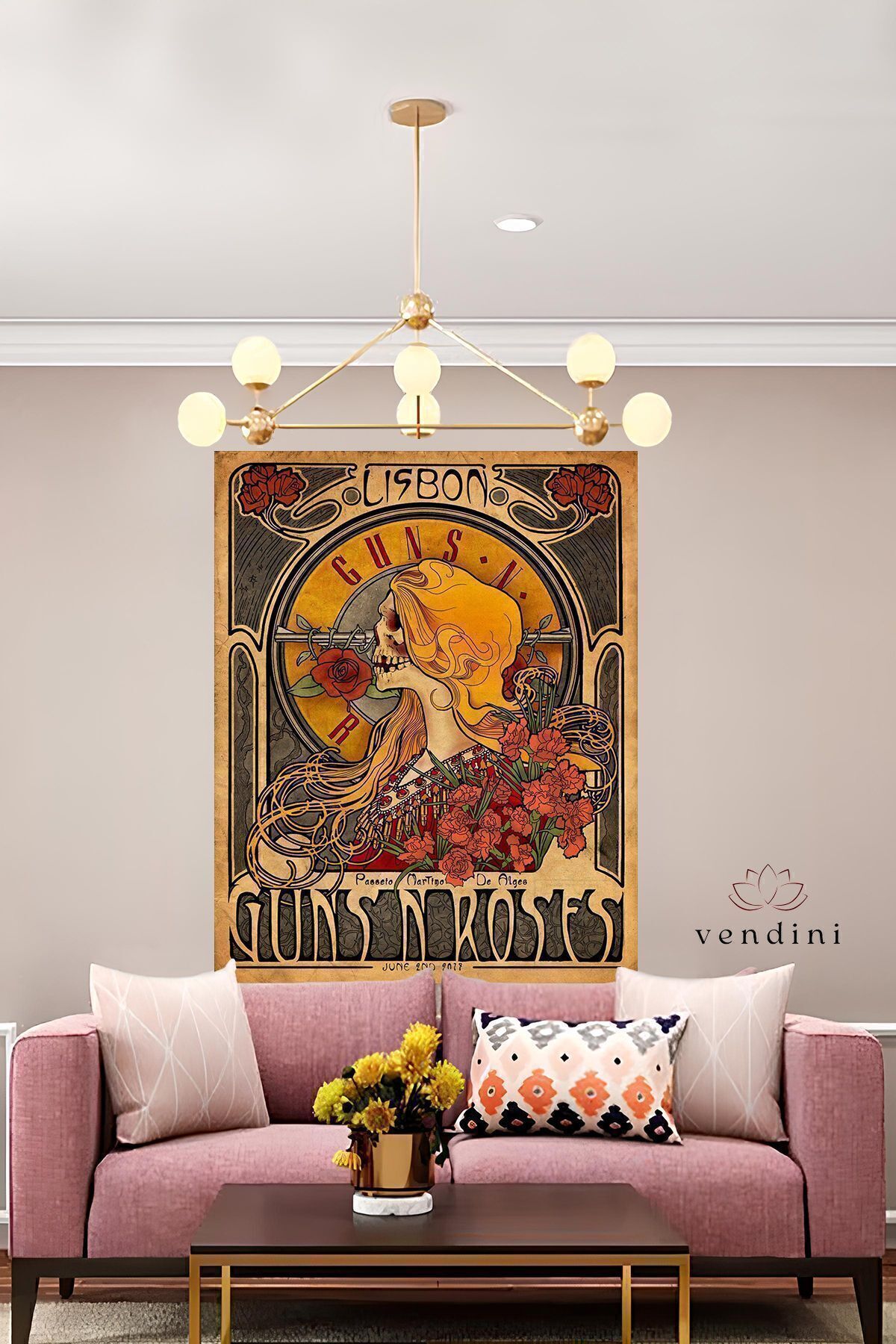 Vendini-Guns and Roses Patterned Quality Wall Tapestry 4