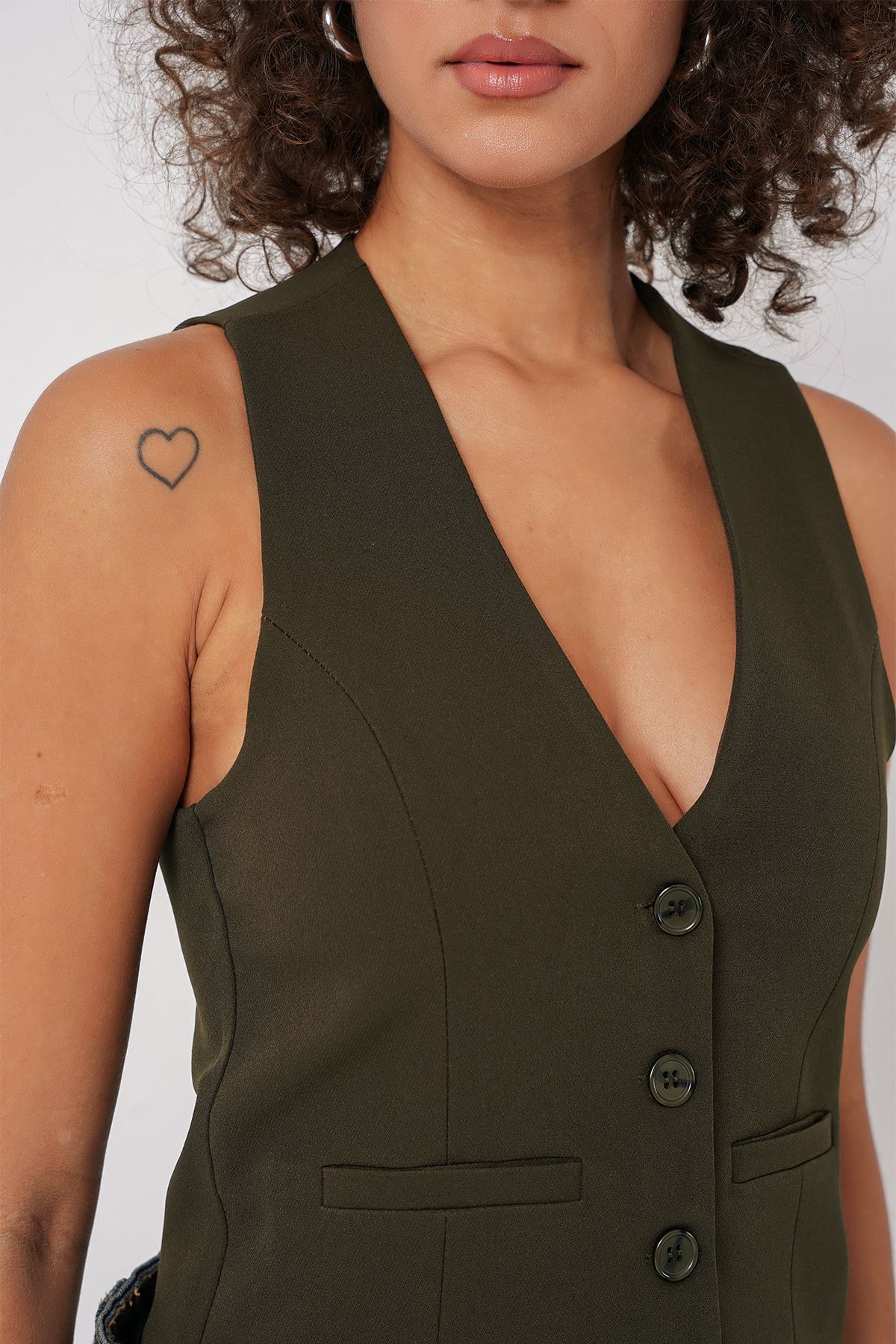 Bigdart-6796 Modell Khaki Kurze gewebte Weste 4