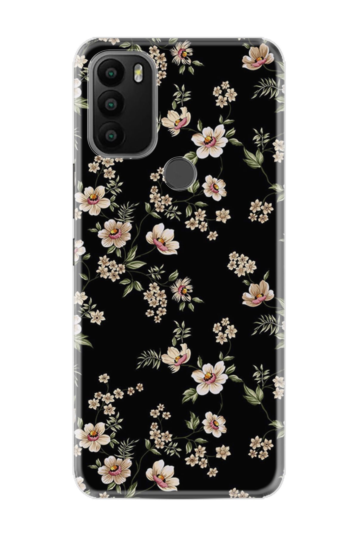 General Mobile GM 21 Plus Kılıf HD Resim Baskılı Siyah Fon Çiçek StKd -045