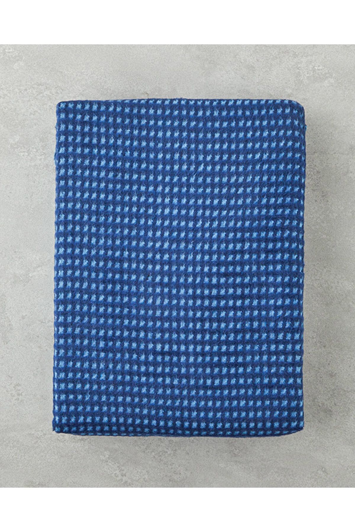 English Home-Navy Blue Plain Waffle Cotton TV Blanket 4