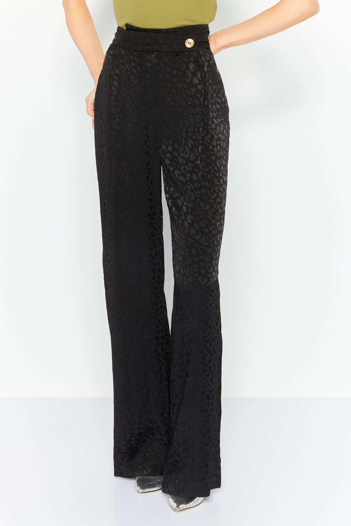 Michael Kors Women Regular Fit Animal Print Asymmetric Fastening Wide