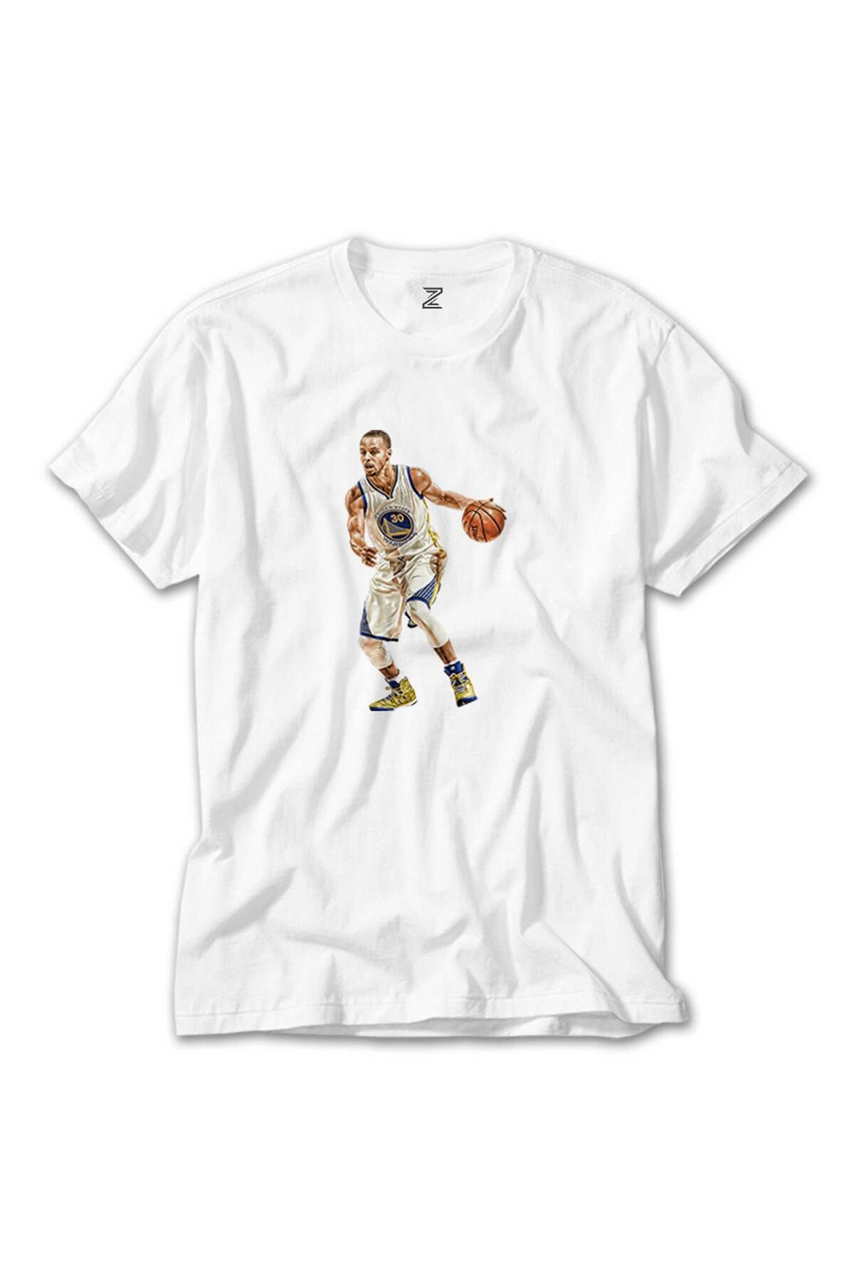 WAKHA Stephen Curry Siluet Beyaz Tişört