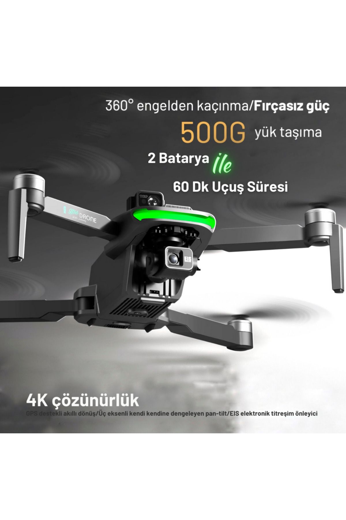 piha S155DRONE GİMBAL 2Batarya ile 60DakikaUçuş BENİ TAKİP ET modu 4K HDKamera Lazerli Engelden kaçınma