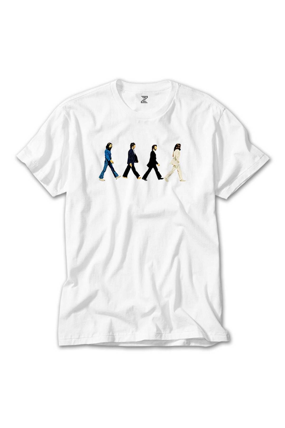 WAKHA The Beatles Abbey Road Cartoon Beyaz Tişört