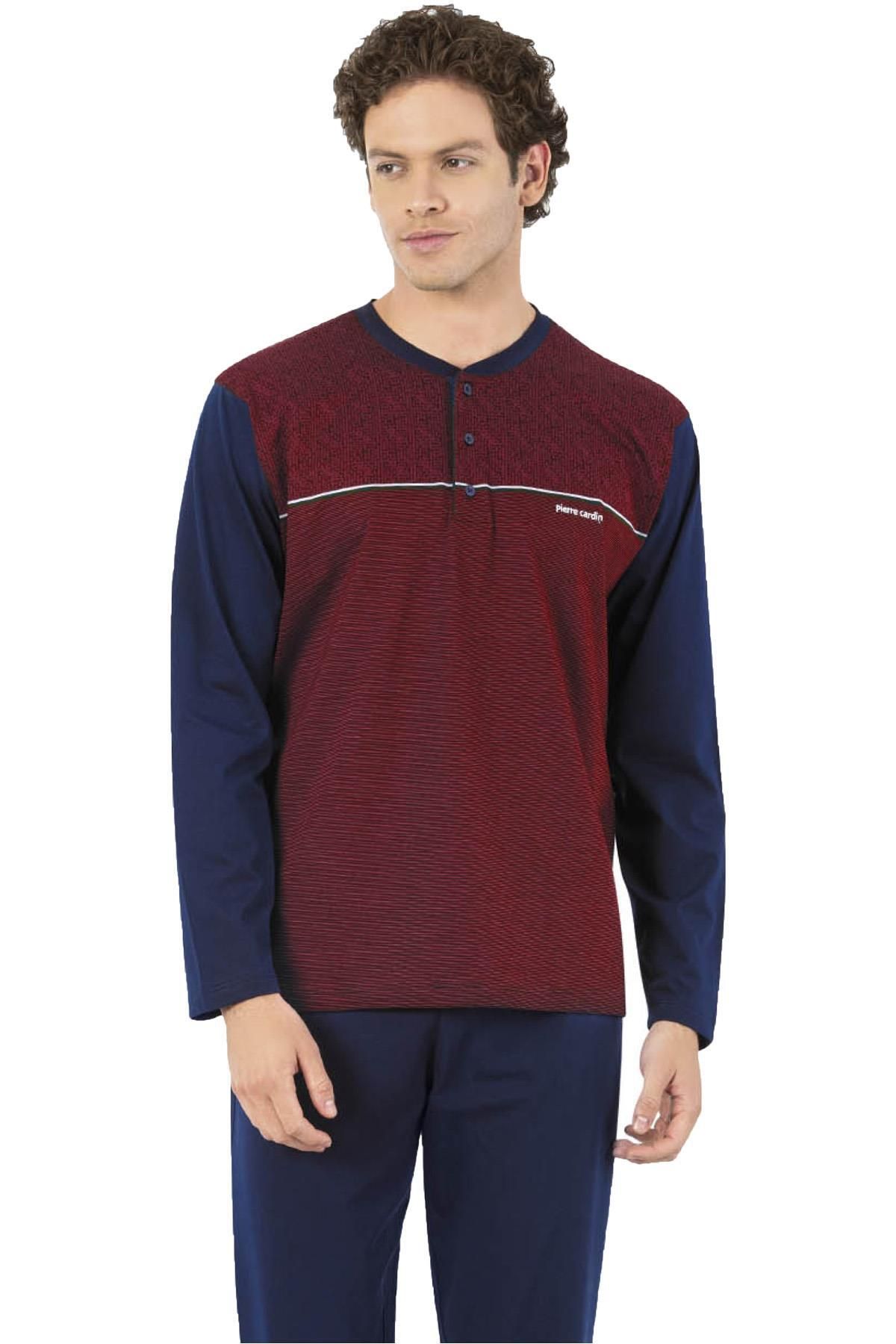 Pierre Cardin Kutulu Erkek Pijama Takım, %100 Pamuklu Jakarlı Pijama Takım