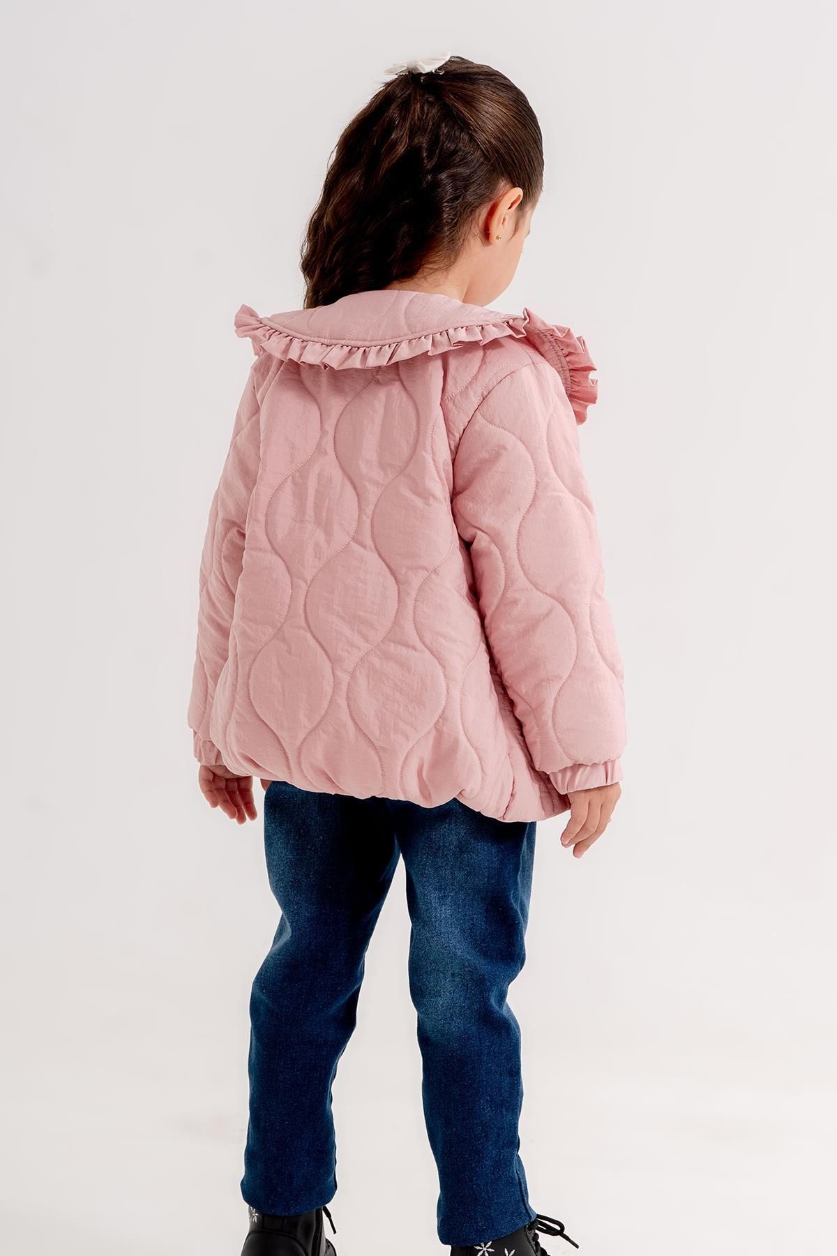 Minik Dolap-Quilted Coat 3 Piece Jeans Set 4