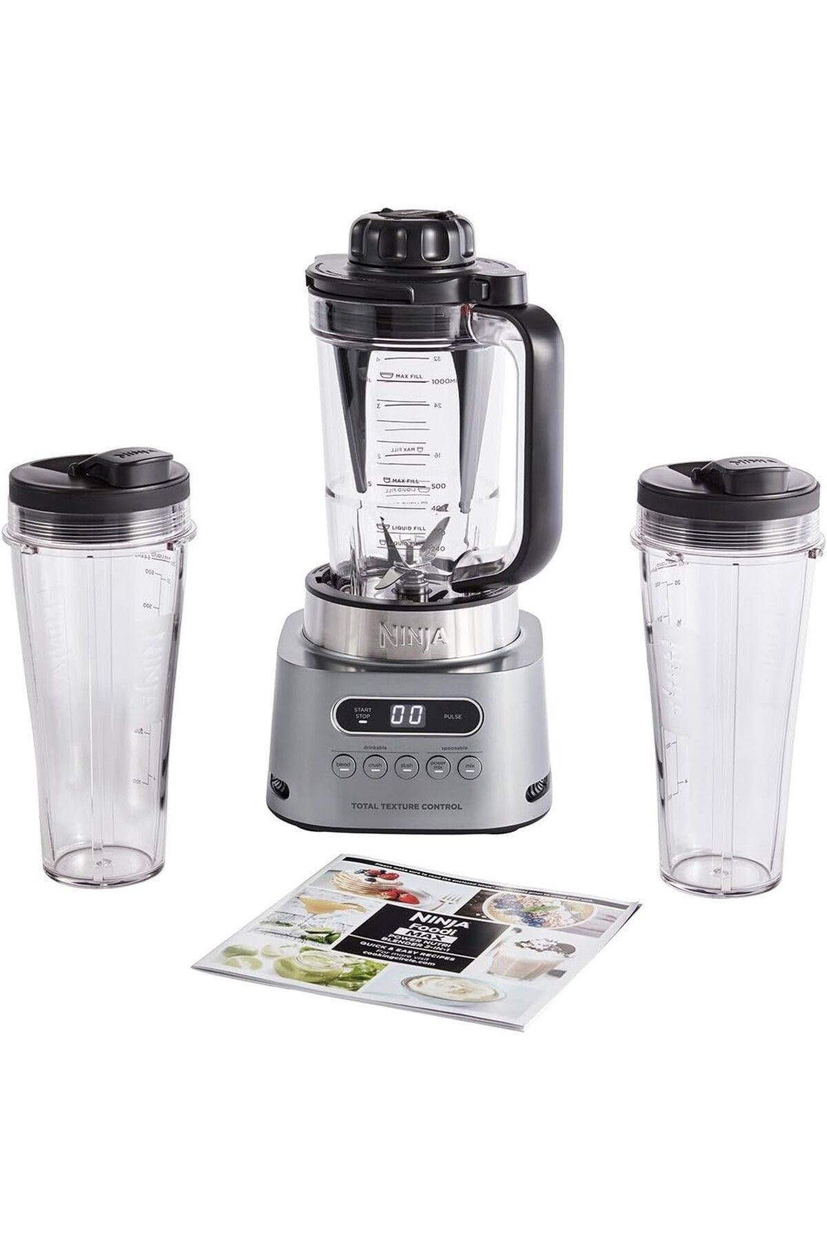 NINJA 2'si 1 Arada Blender | 1100W Power Nutri, 1L Sürahi, 2x 700ml Bardak