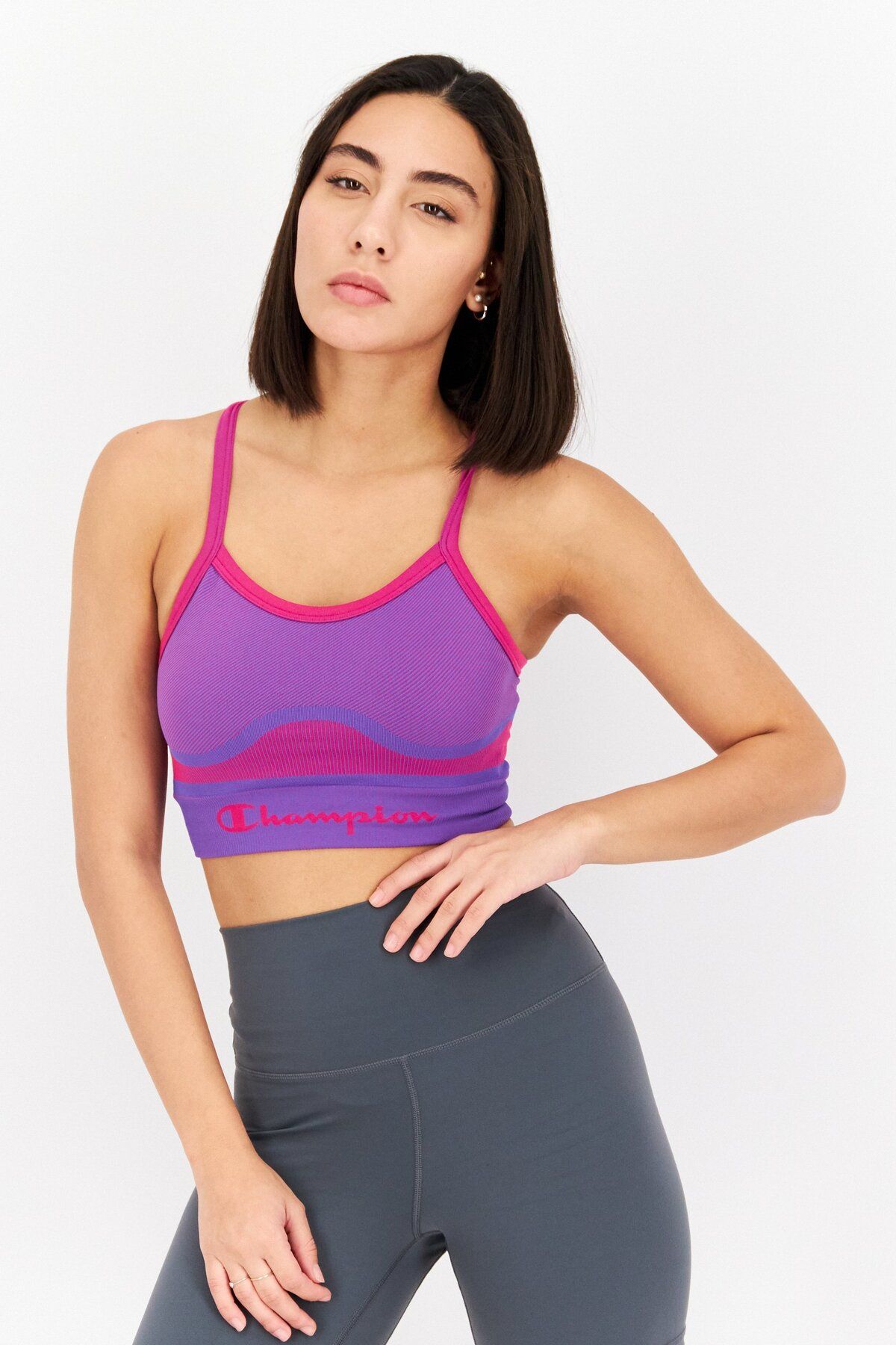 Champion-Women Seamless Sports Bra, Purple 1