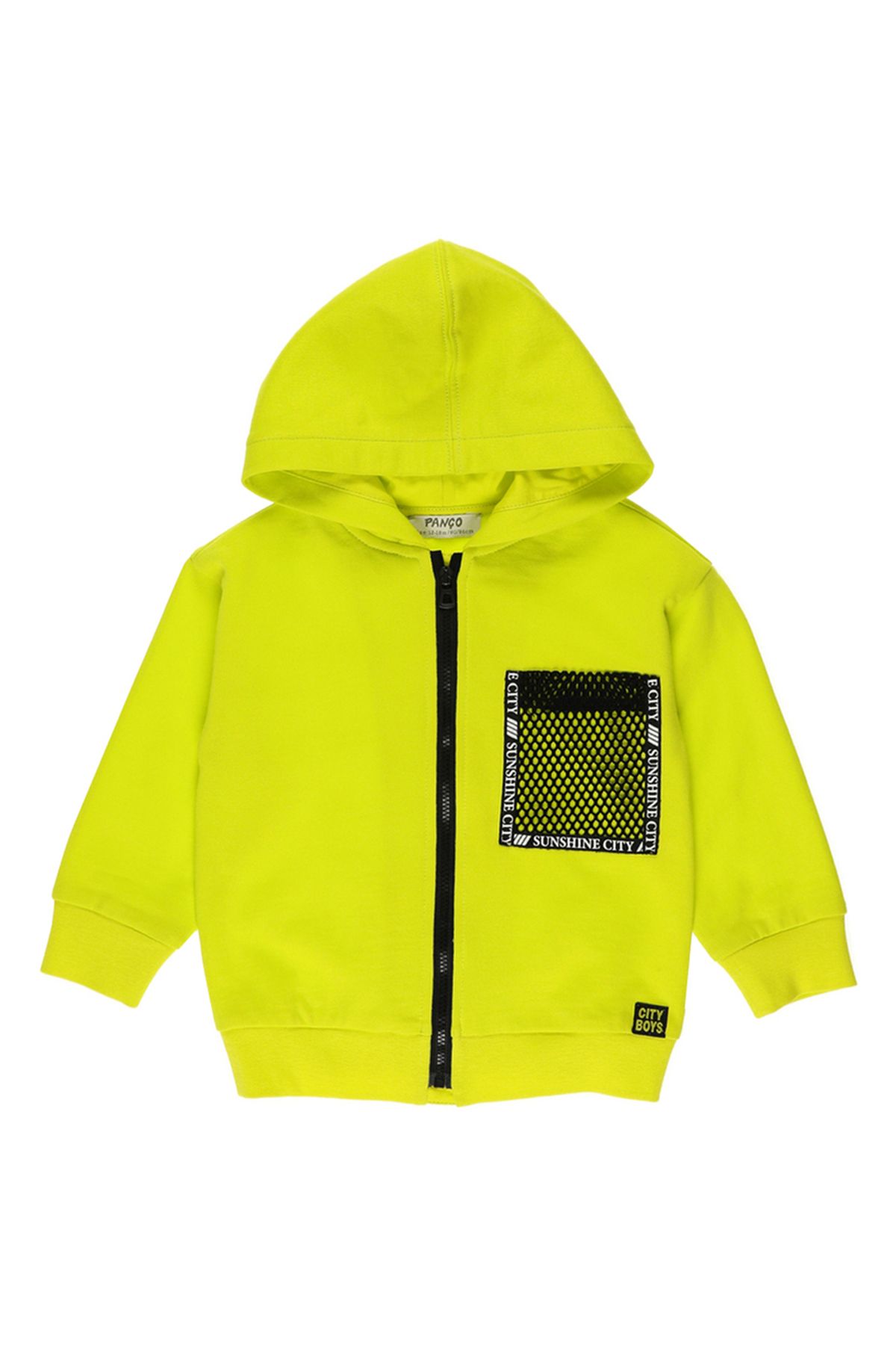 Panço-Baby Boy Zippered Yellow Sweatshirt 1