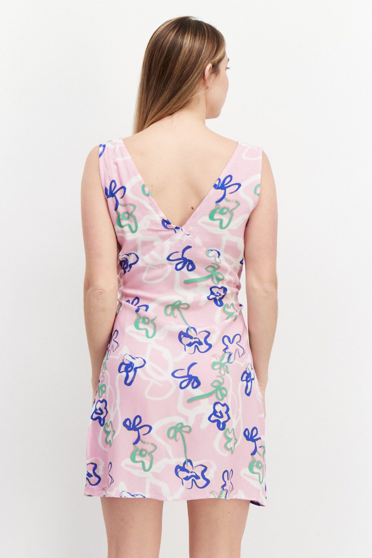 Misfit-Women Allover Printed Mini Dress, Pink Combo 3