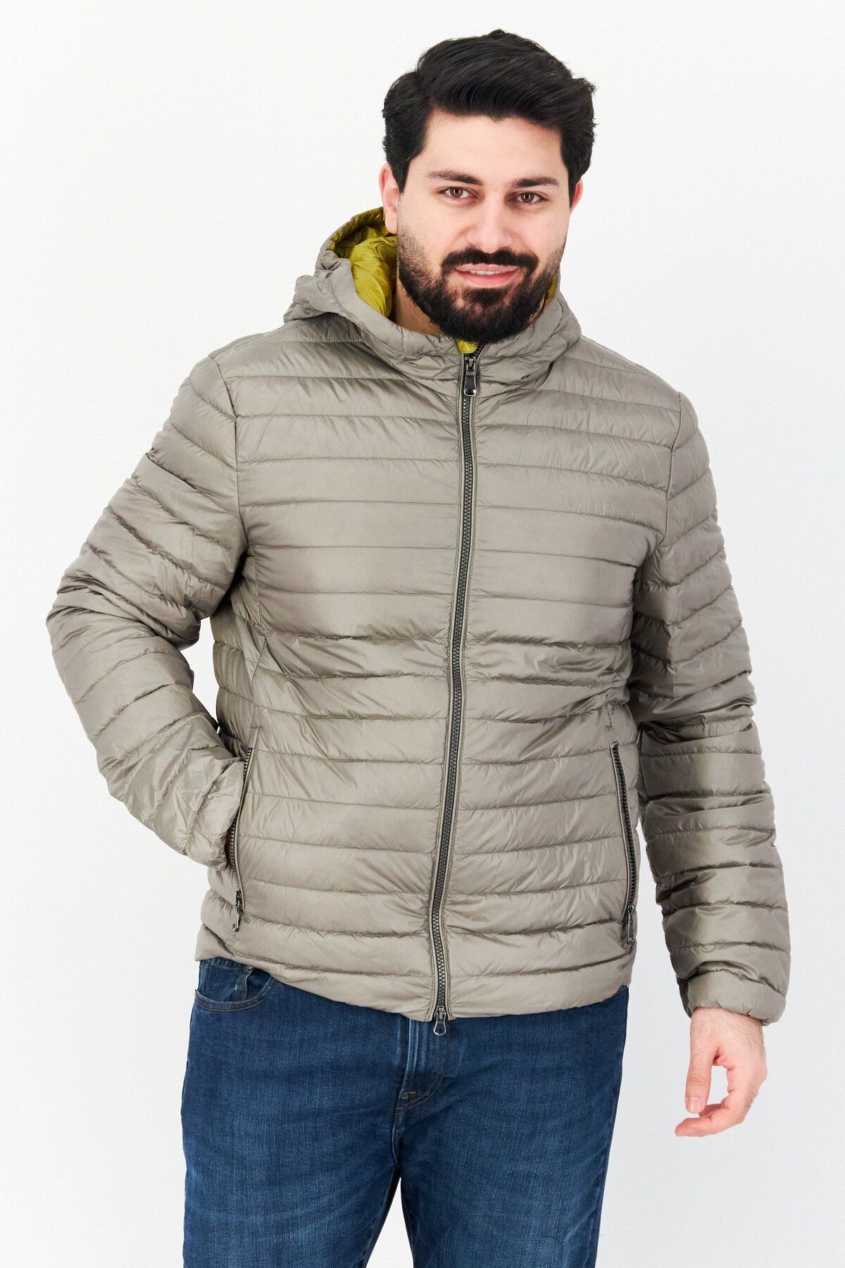 Geox-Men Hooded Plain Puffer Jacket, Grey 1