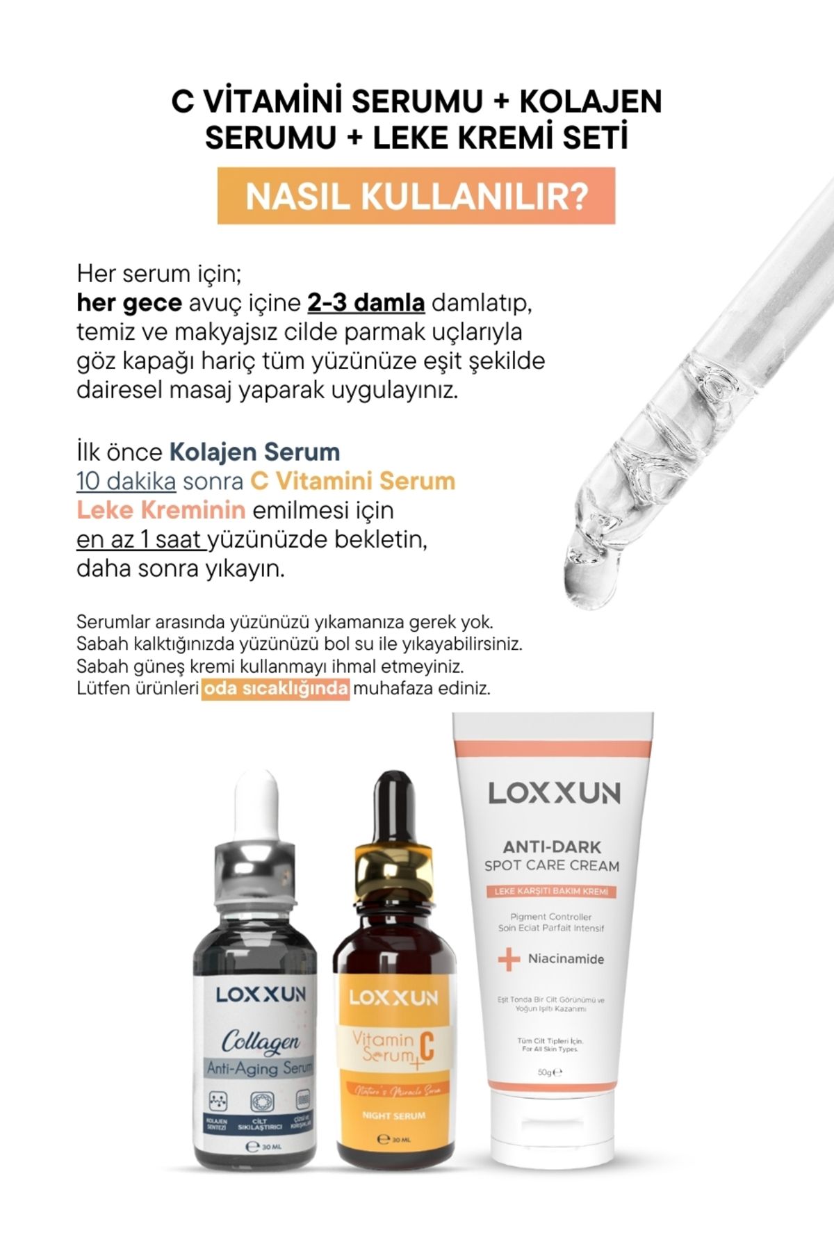 LOXXUN C Vitamini Serumu Kolajen Serumu Leke Kremi Seti-5