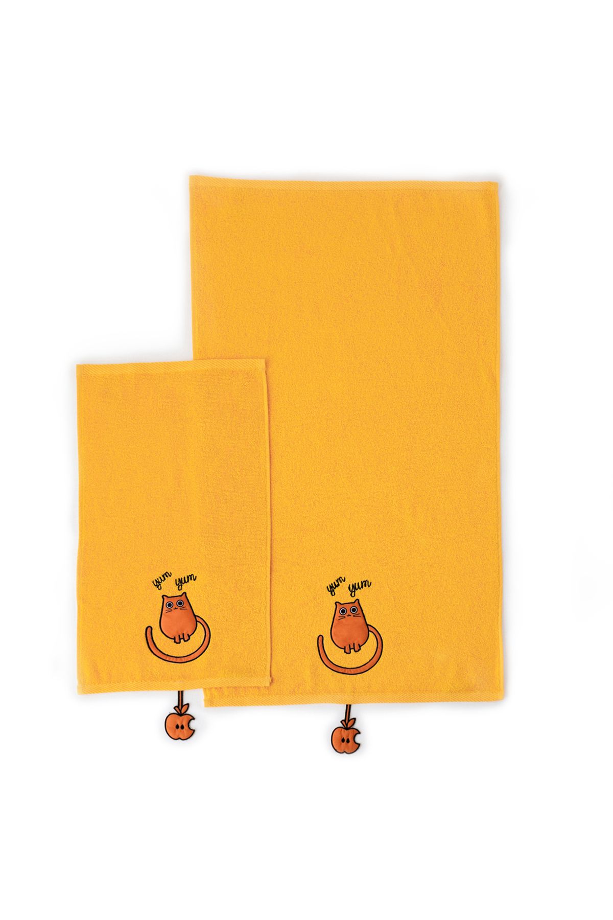 Milk & Moo-Kids Hand Towel Set of 2 Chubby Cat, %100 Cotton 1