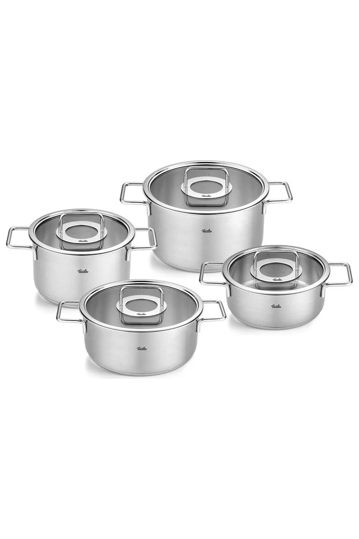 Fissler-Pure Collection 8 Piece Glass Lid Steel Pot Set 1