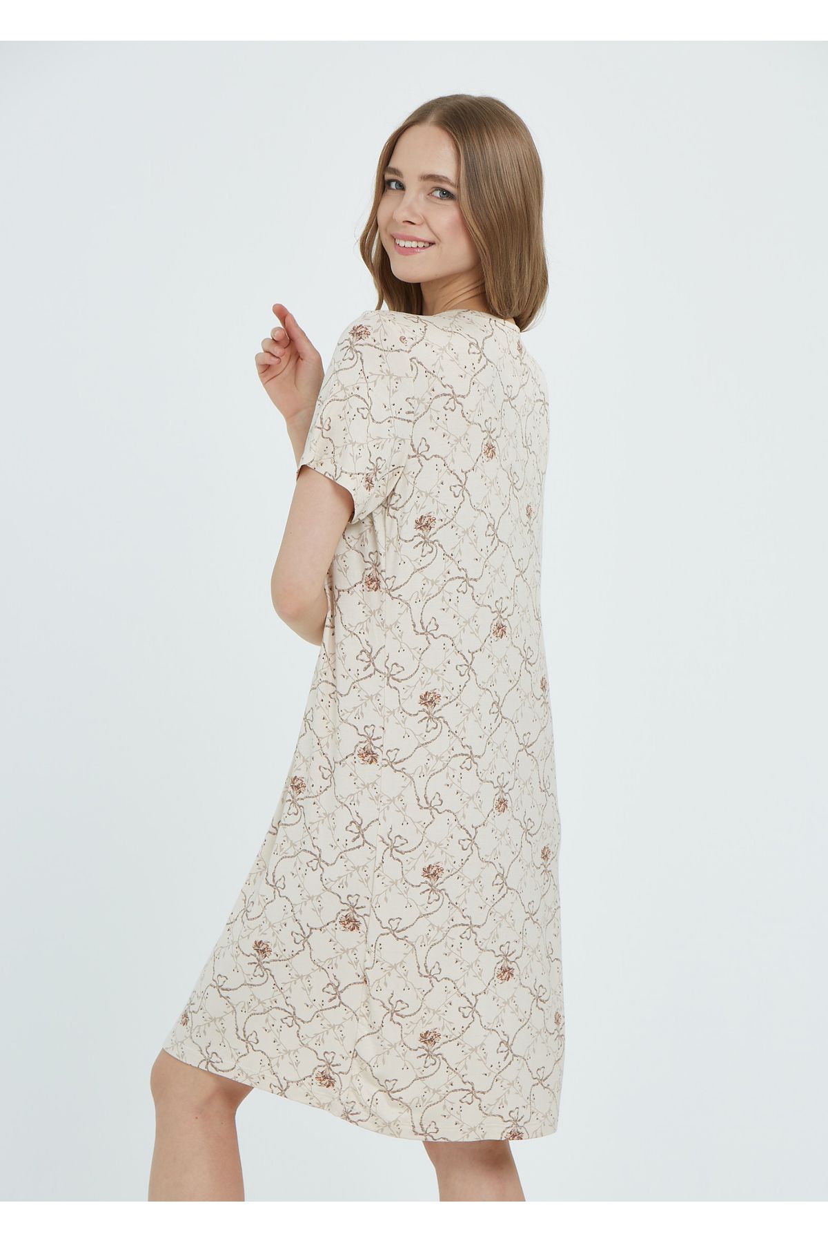 CAROLINE-Short Sleeve Lace Nightwear 2