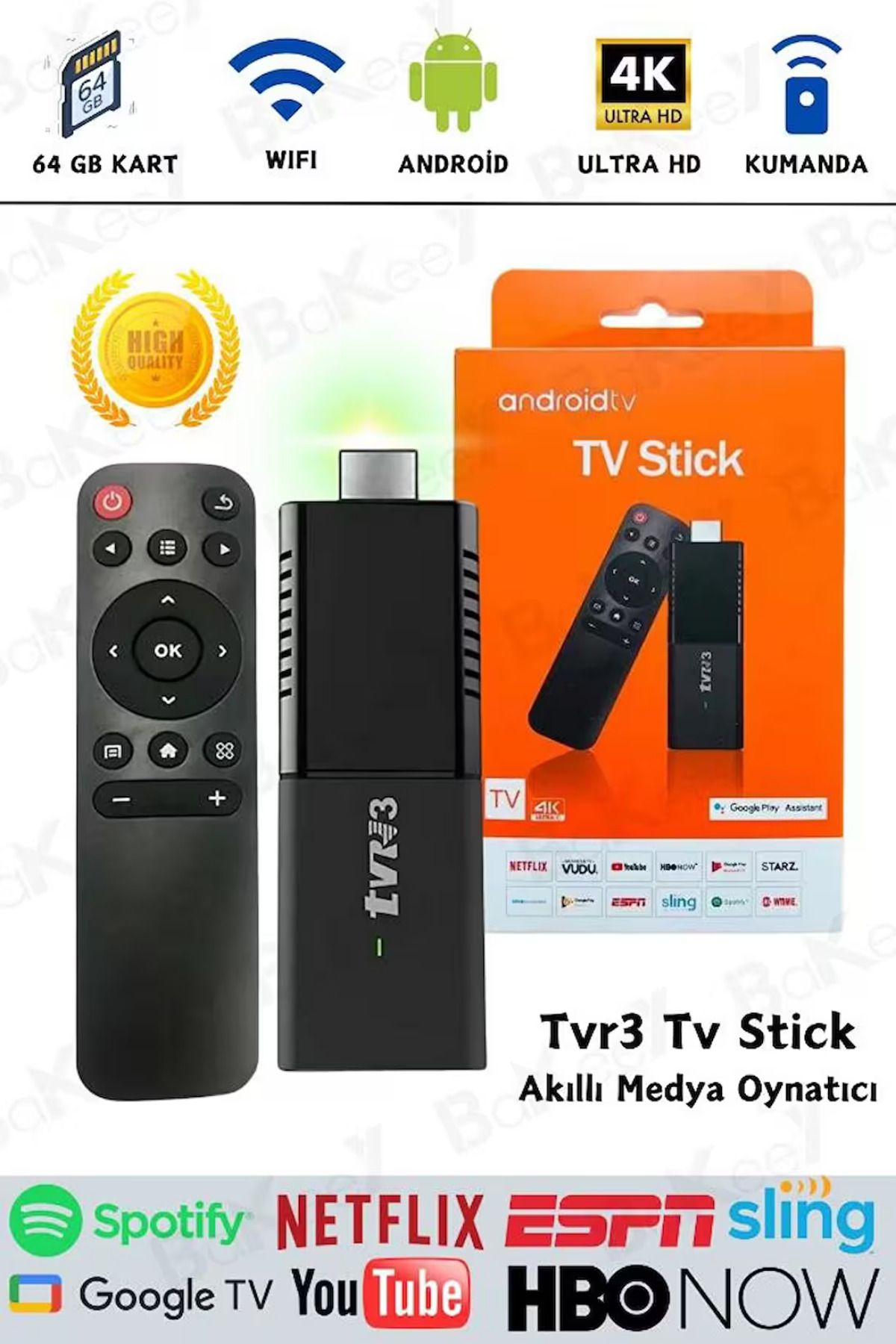 L'eDoren 4K Android TV Stick Medya Oynatıcı Android 12.1 Ultra Hd Tv Box Asistan Smart Tv Wifi