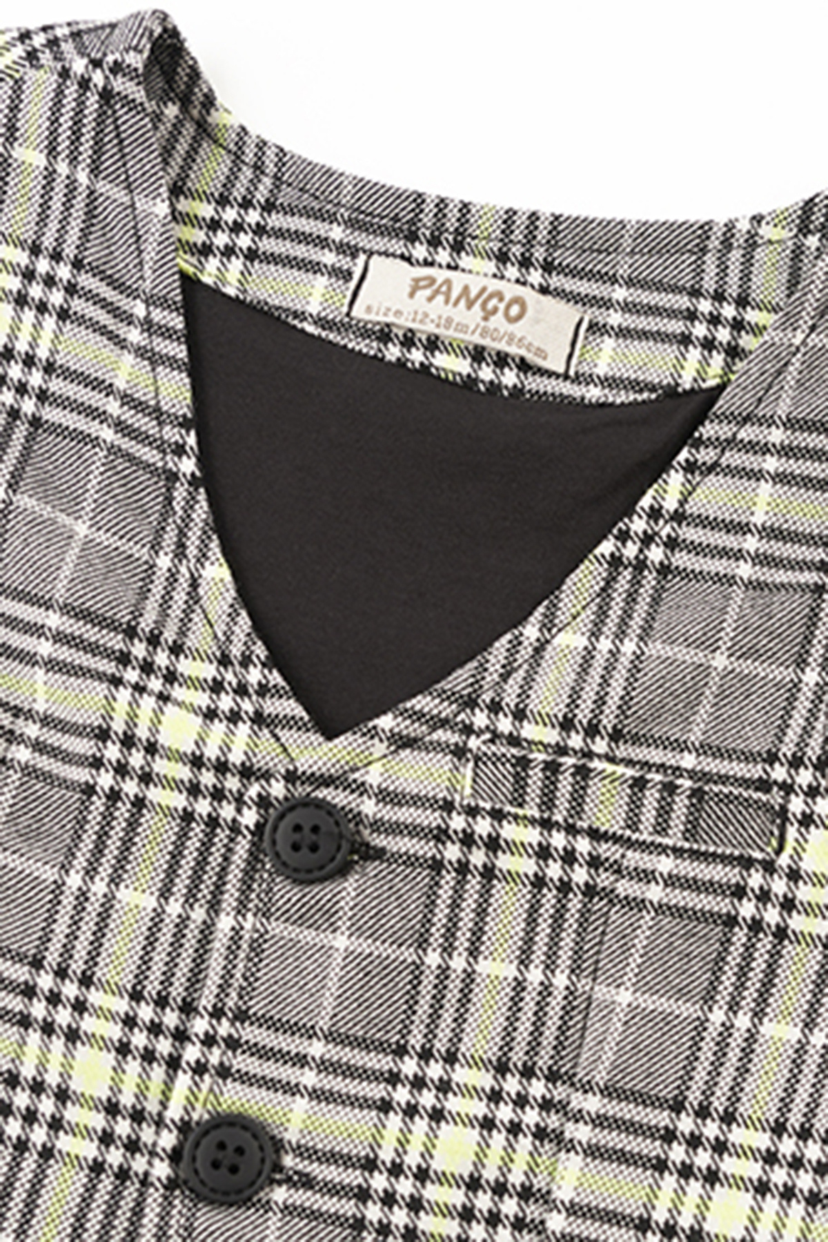 Panço Erkek Bebek Ekose Desenli Siyah Yelek fotoğrafı 3 (önizleme)