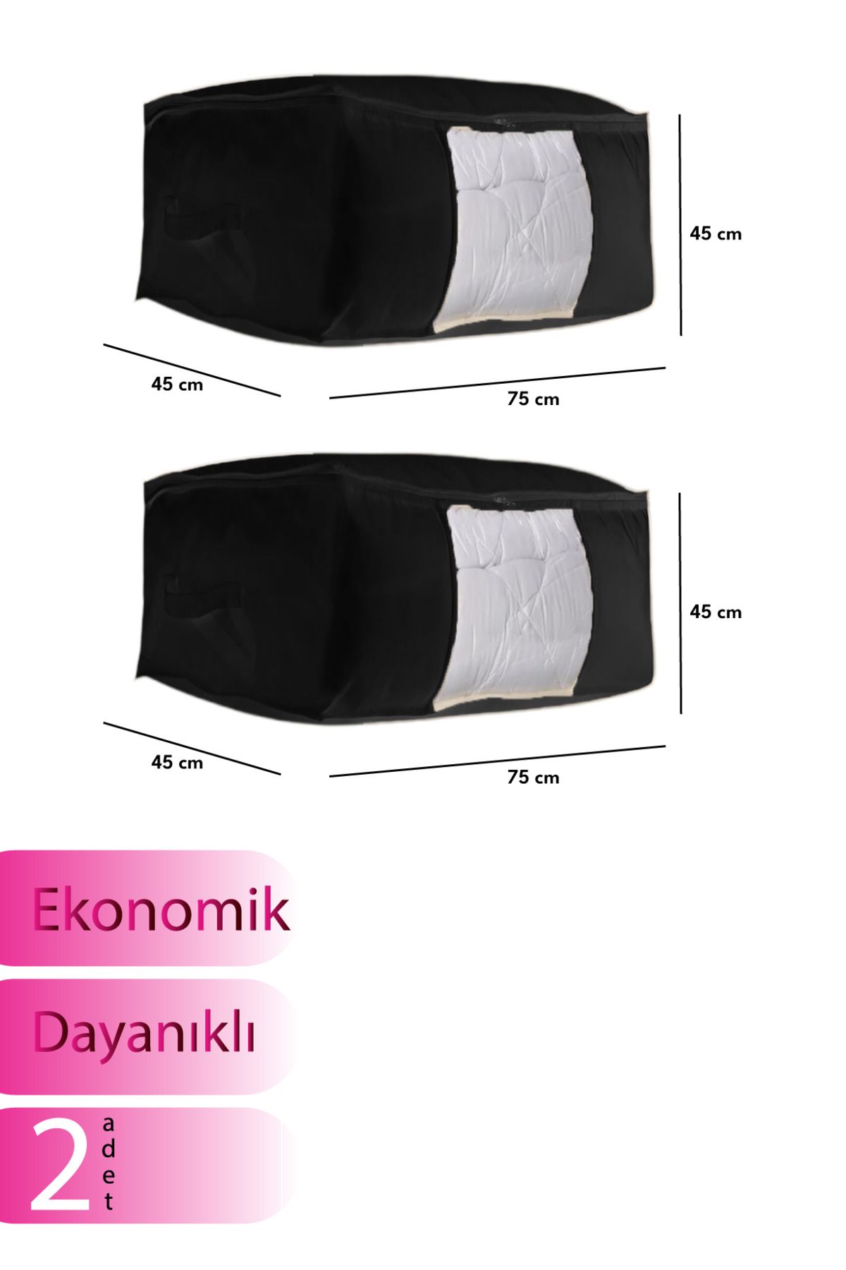 La Home Concept Set Negru De 2 - Comodă Și Dulap Cu Fereastră, Pilota Și Sac De Îmbrăcăminte 100x50x50 - One Size