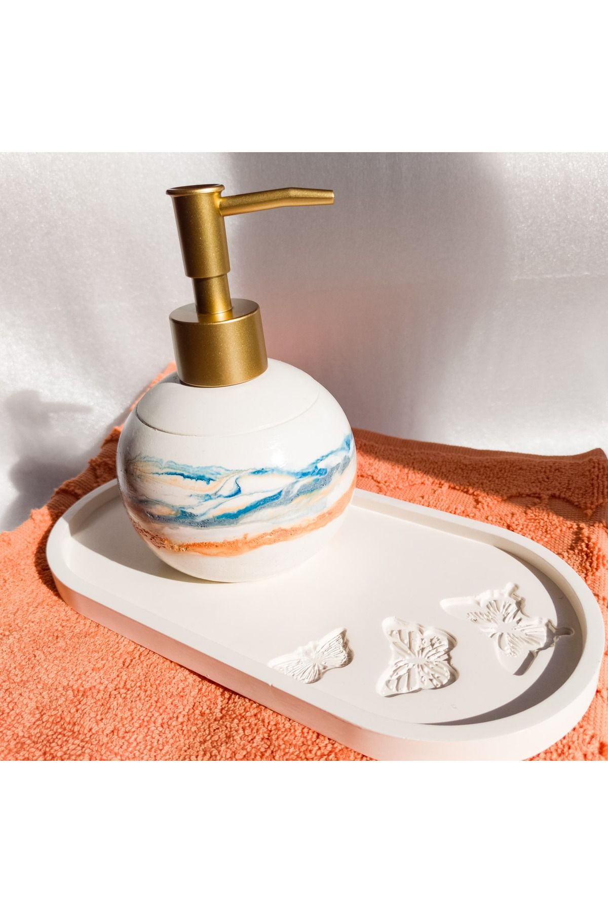 Sein Design-'Sea Shore' 2-Piece Bathroom Set (Liquid Soap Dispenser and Presentation Plate / Mini Bathroom Set) 6