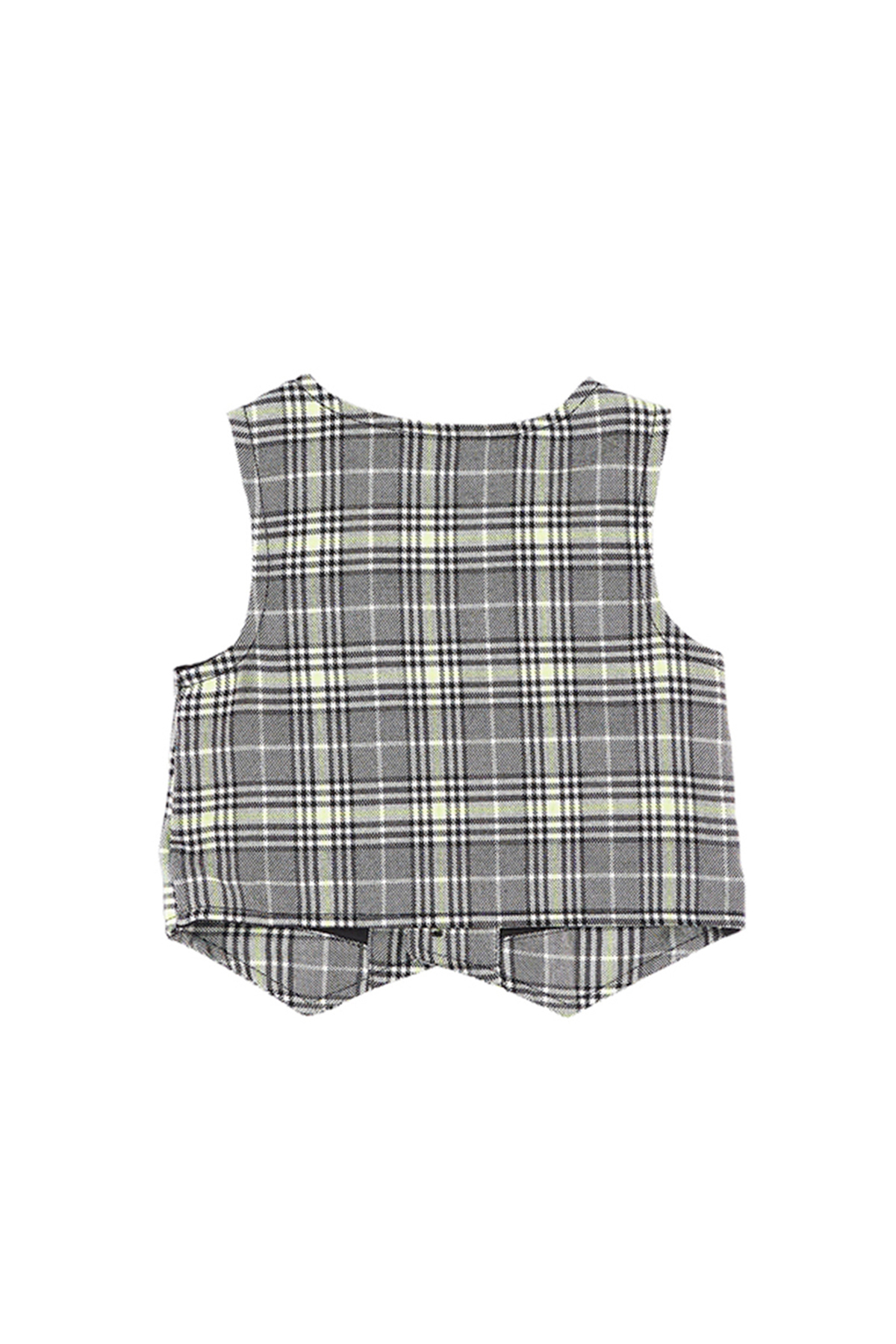 Panço Erkek Bebek Ekose Desenli Siyah Yelek fotoğrafı 2 (önizleme)