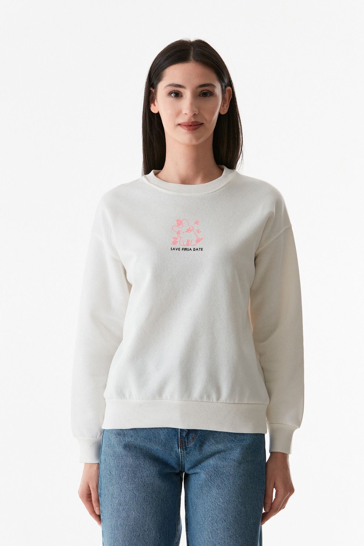 Fulla Moda-Printed Crew Neck Sweatshirt 7